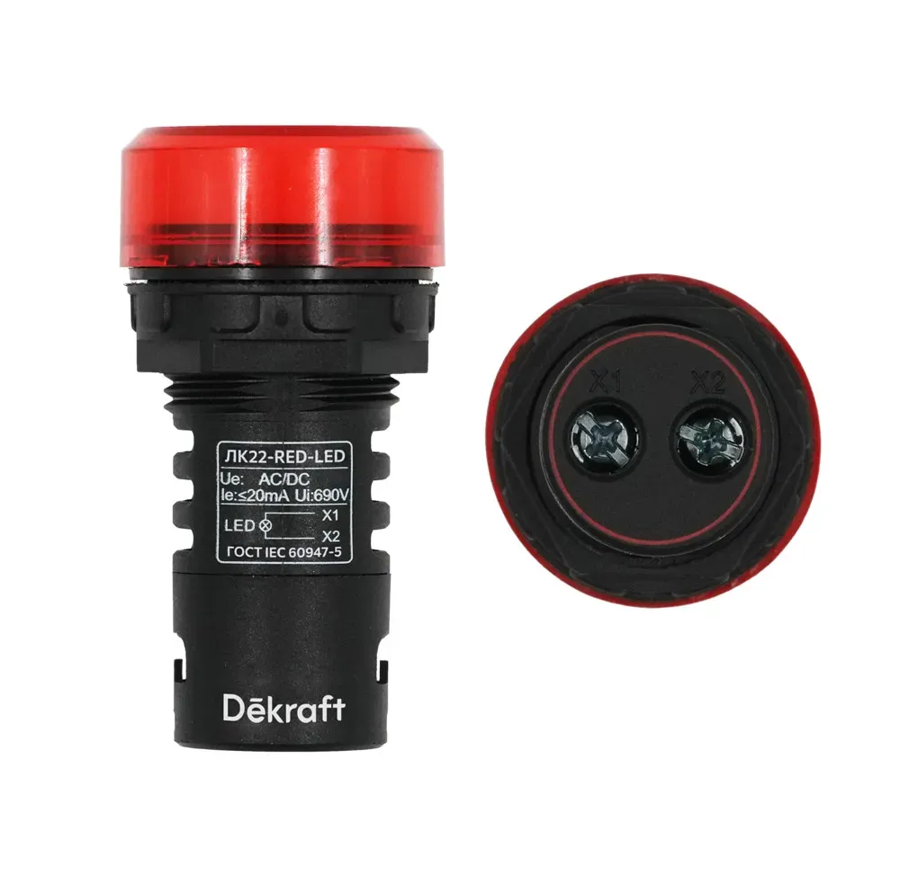 Лампа ADDS 22мм красная LED 24В SE (Dekraft) 25066DEK