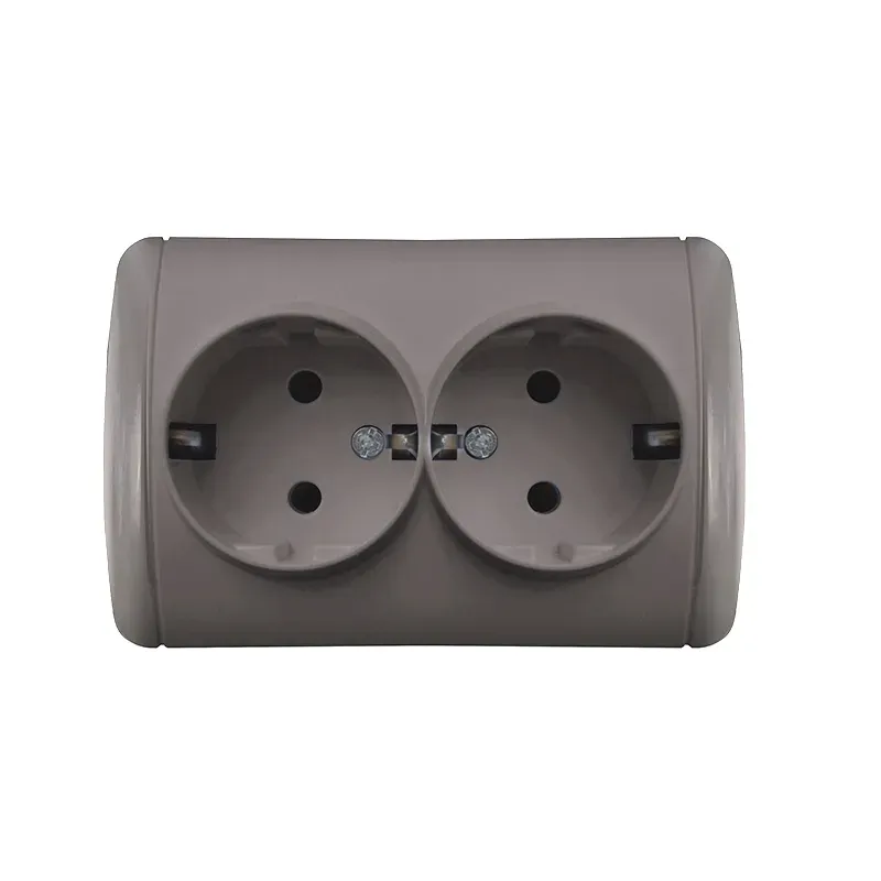 Клио розетка двухместная Клио, IP44, с/з, о/у, 16А, 220В, серый (еврослот) Универсал К2231-Gr