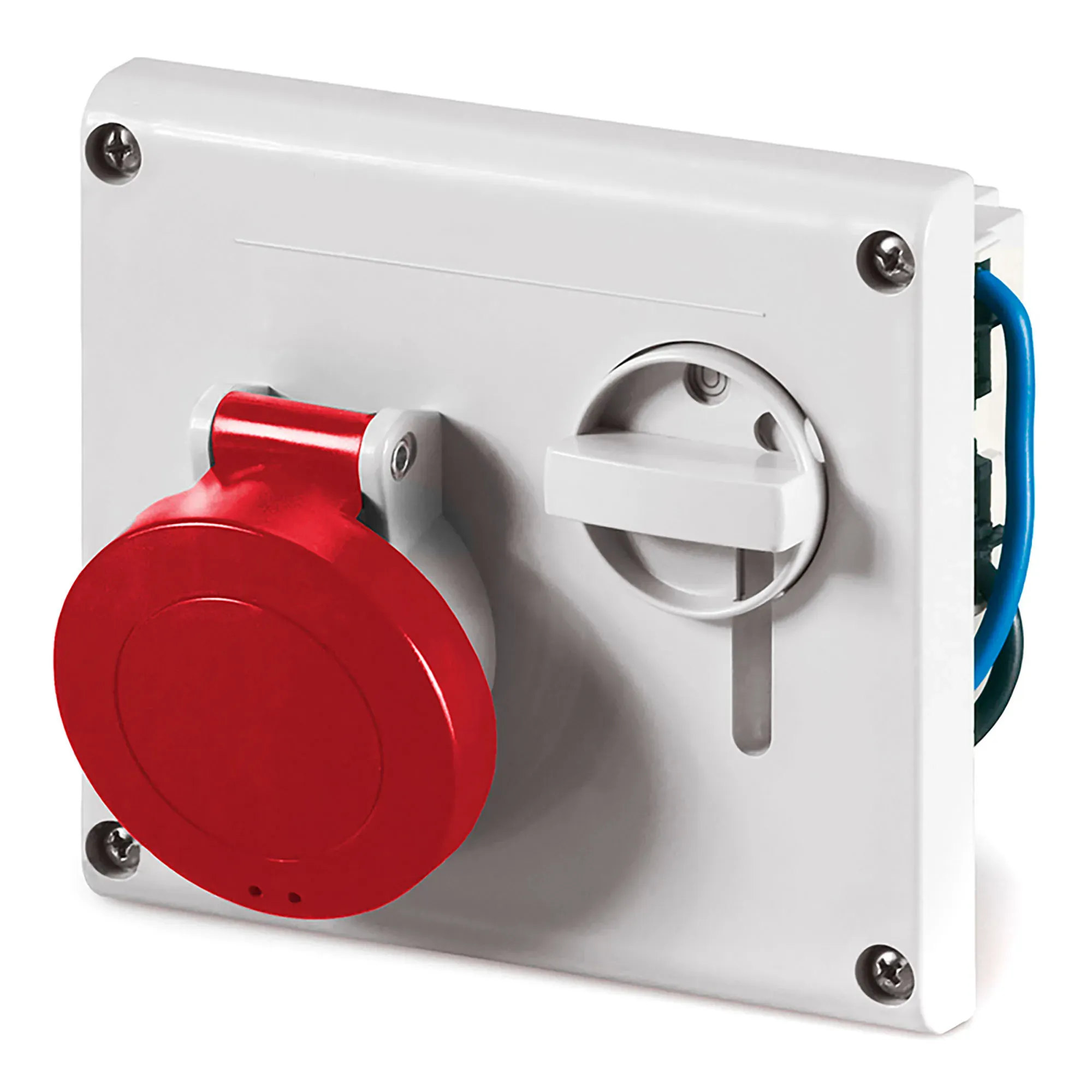 Розетка скрытой установки ip44 16а 3p+e 400в с механической блокировкой и верхним расположением разъема ДКС DIS4001686