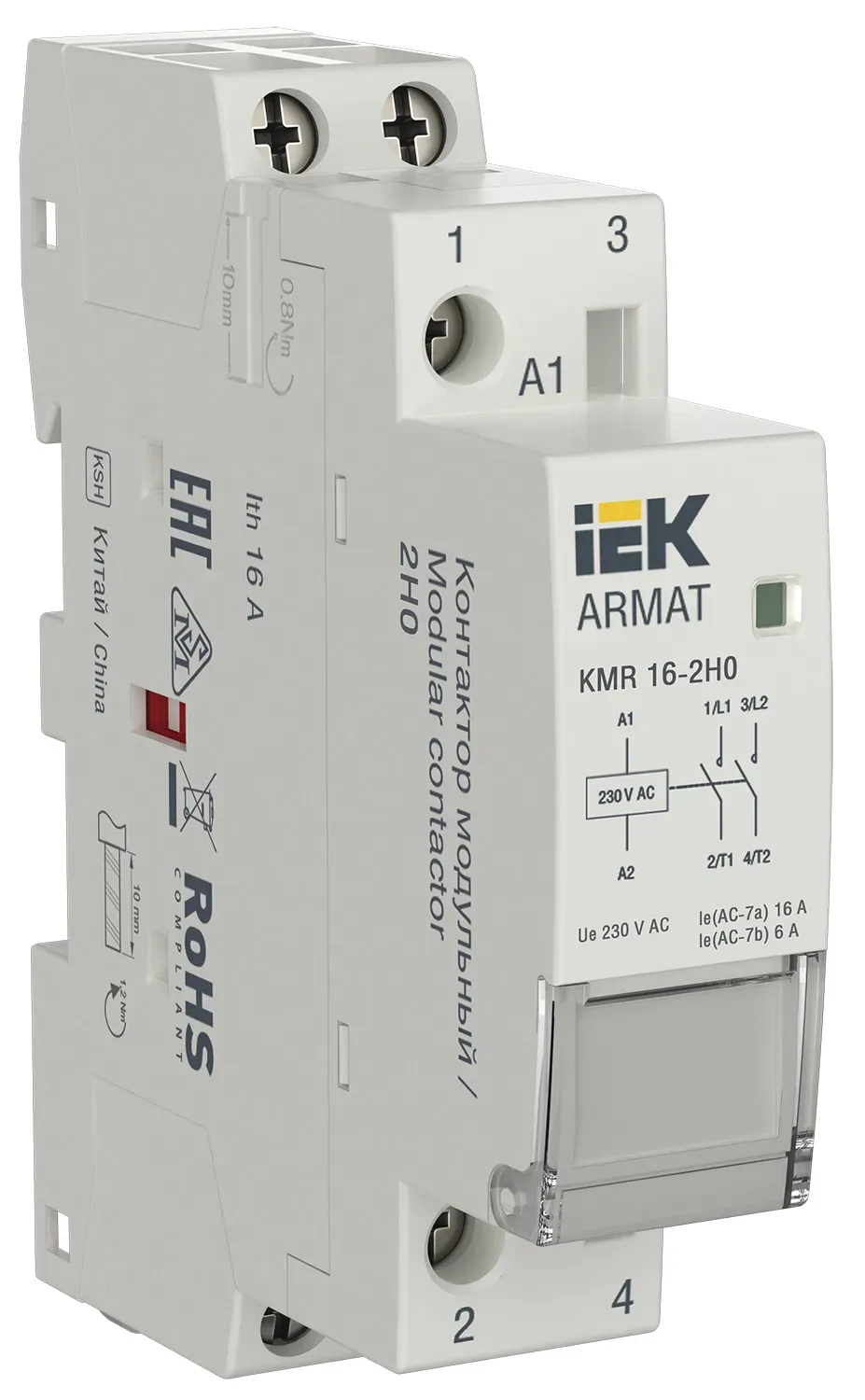ARMAT Контактор модульный KMR 16А 230В AC 2НО IEK IEK AR-KMR10-016-20-230