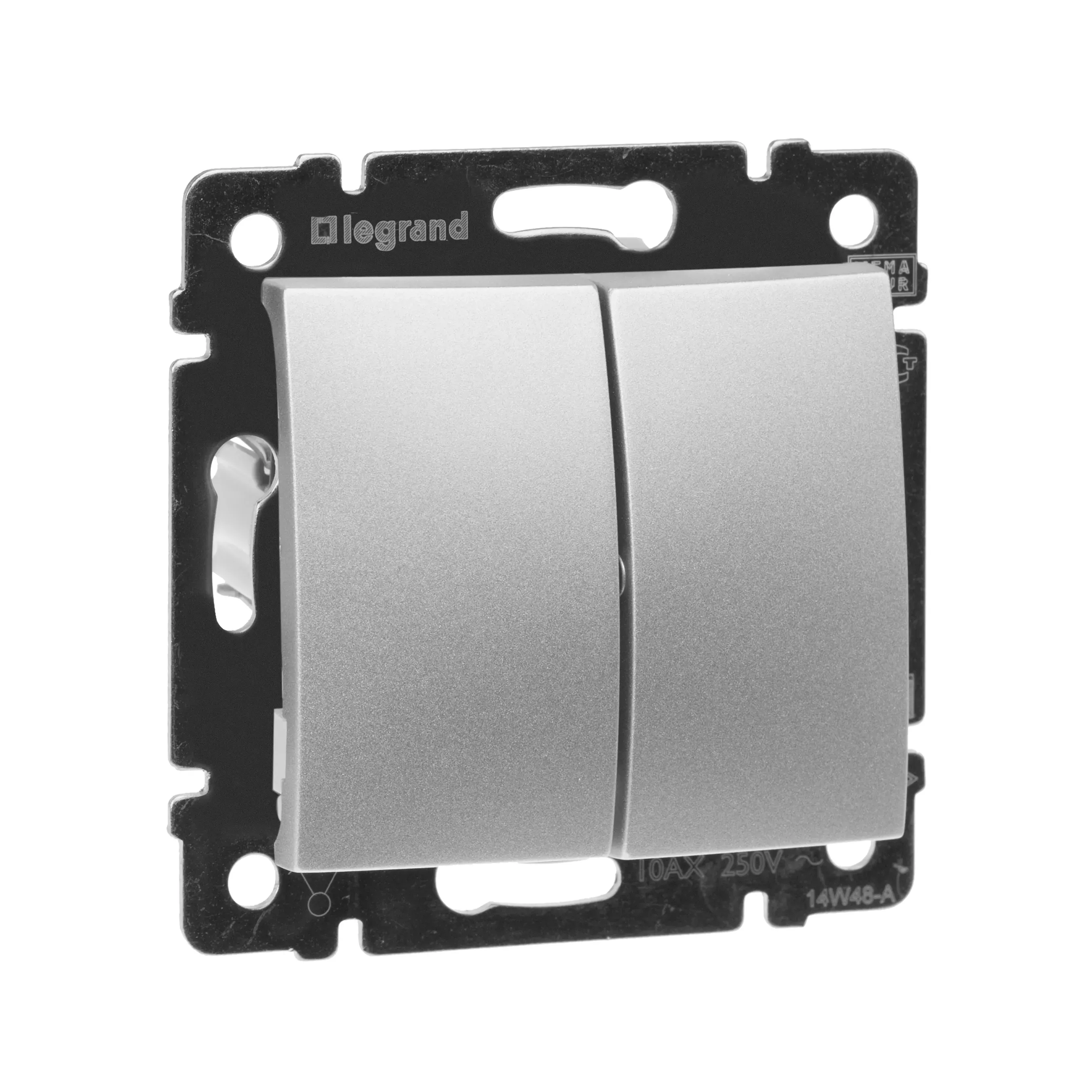 VALENA Выключатель двухклавишный в рамку алюминий LEGRAND 770105