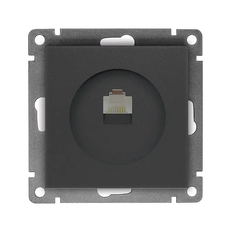 Розетка компьютерная одноместная серия Афина с/у, 1А, RJ45, графит (еврослот) Универсал A0051-Gr