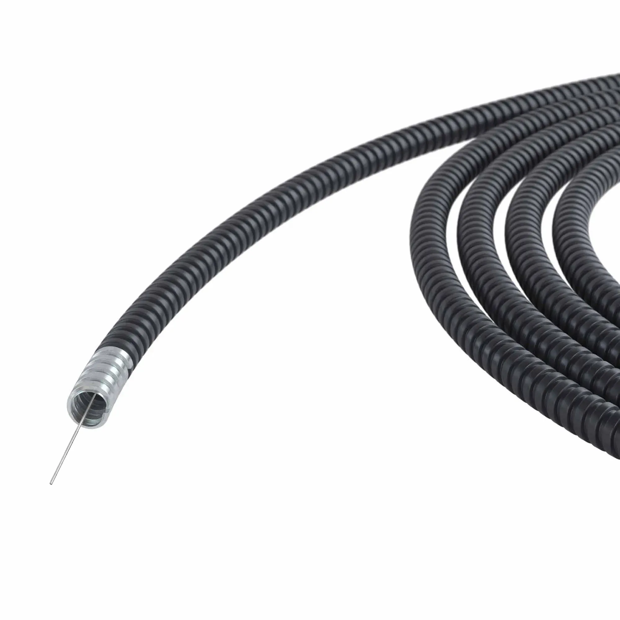 Металлорукав DN 12мм в герметичной ПВХ изоляции, Dвн 12,0 мм, Dнар 16,0, с протяжкой, 50 м, цвет чёрный DKC 6071R-012NP