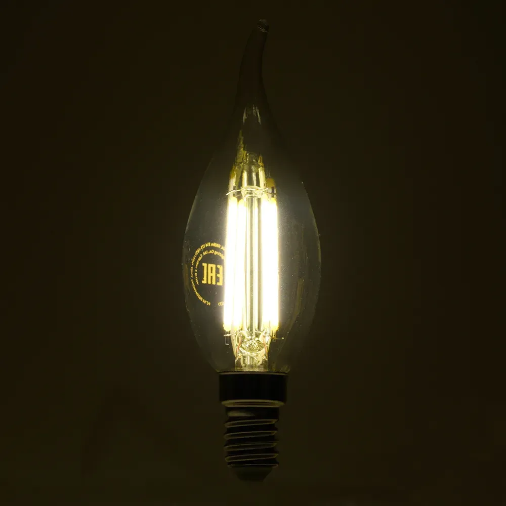 Лампа светодиодная LED 6вт Е14 белый свеча на ветру FILAMENT Feron.PRO