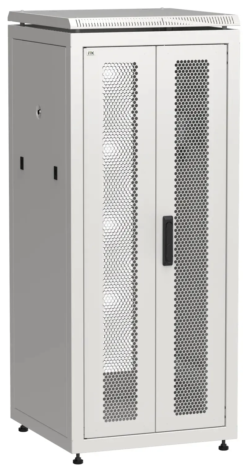 Шкаф напольный сетевой 19' linea n 28u 600х600мм передняя распашная перфорированная дверь задняя перфорированная серый ITK LN35-28U66-2PP