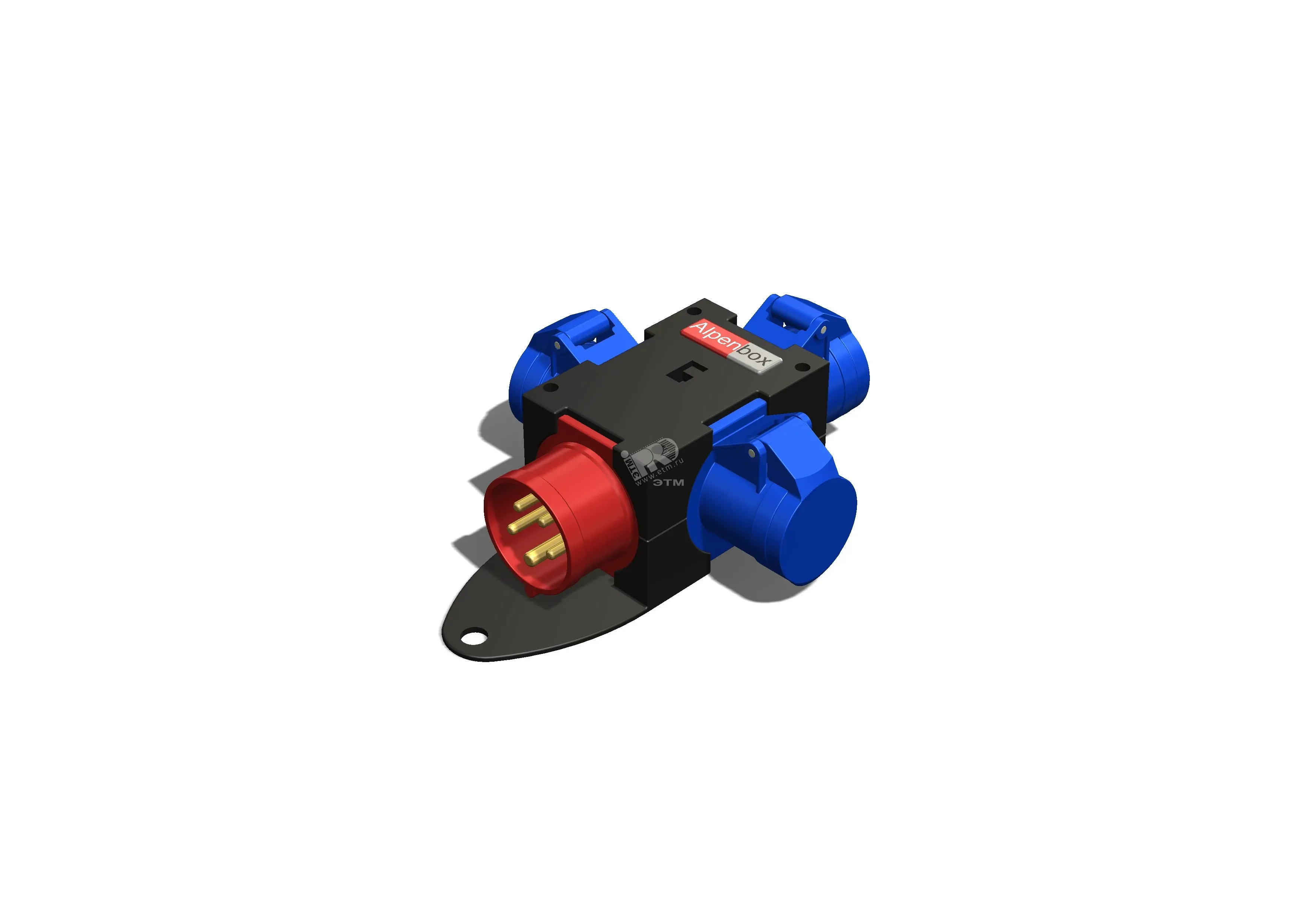 Устройство распределительное переносное пластик IP44 16A корпус 78х195х80 черный AlpenBox 00-00001850