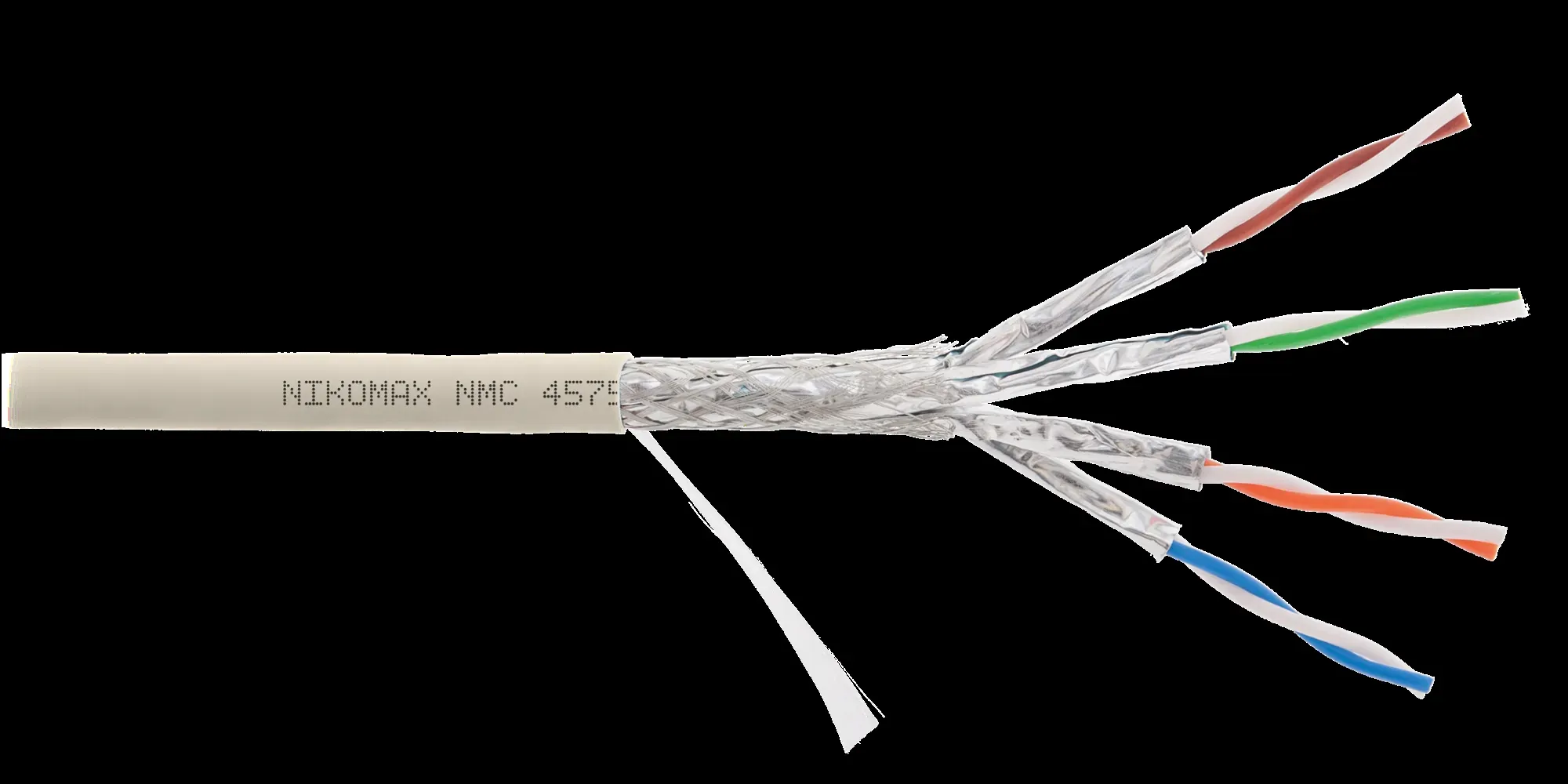 Витая пара S/FTP 4 пары Кат 7a solid BC AWG23 (0.58мм) IN нг(А)-LSLTx светло-серый 500м