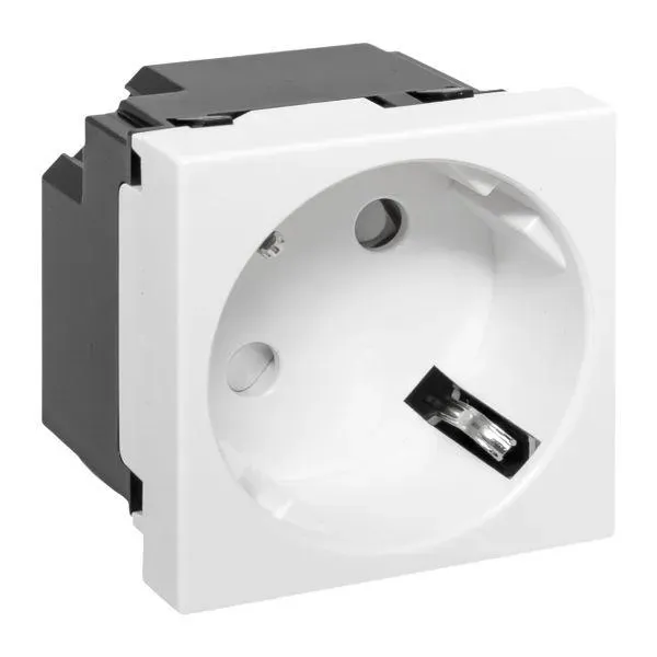 Розетка 45х45 с заземлением 45 градусов быстрозажимные клеммы белая EKF E2MR16-028-10-45-SL