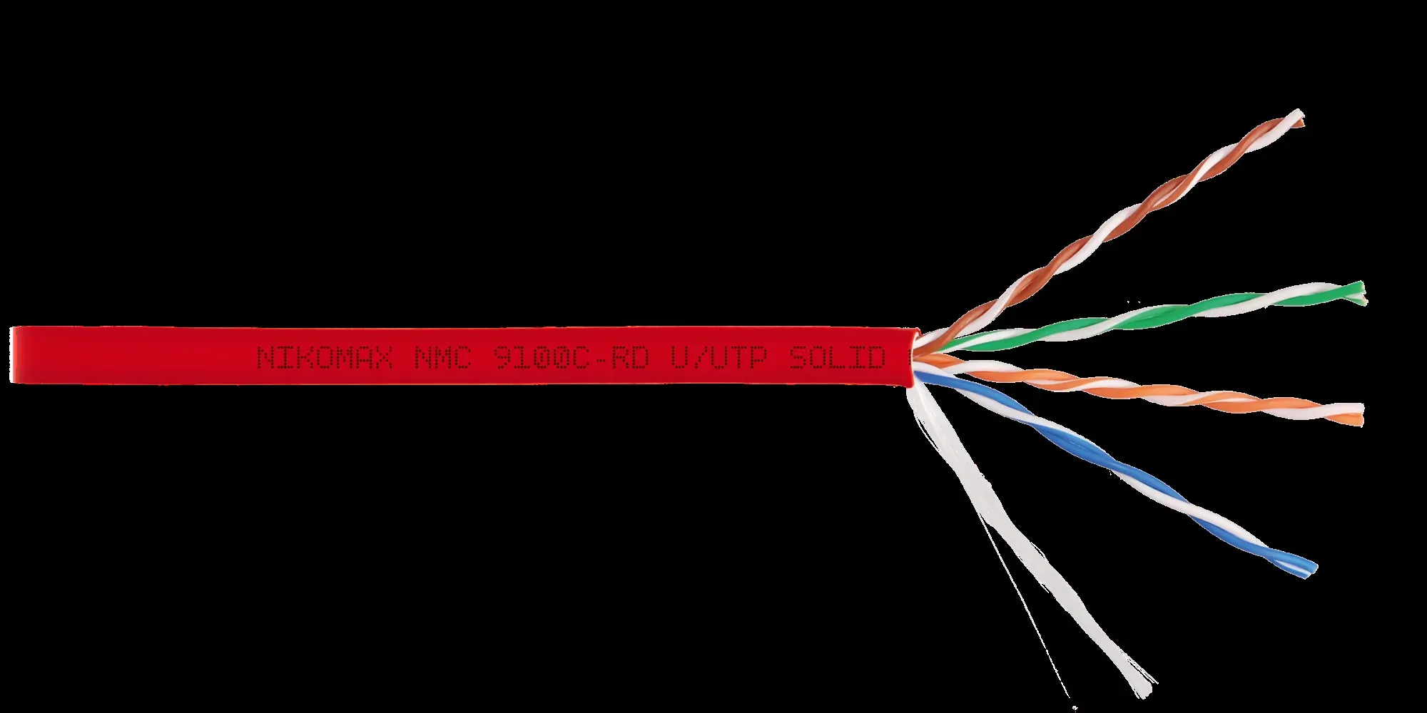 Витая пара U/UTP 4 пары Кат 5e solid BC AWG24 (0.52мм) IN LSZH нг(А)-HF красный 305м
