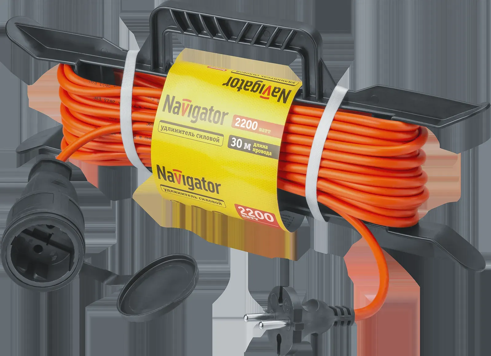 Удлинитель силовой NPE-F-30-X-2x1 на рамке б/з 30м ПВС 2х1 2200 Вт IP44 Navigator Group 29855