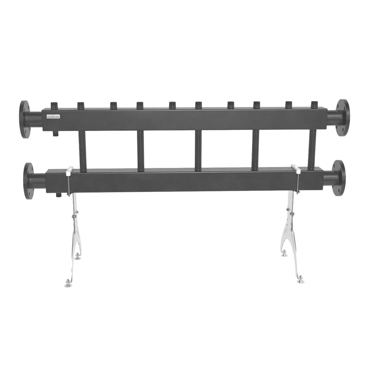 Коллектор модульный MK-400-5x25 на 5 контуров G 1', 2 магистрали фланцевое подключение DN 65, до 400 кВт, ст 09Г2С Gidruss 1P 04002 18