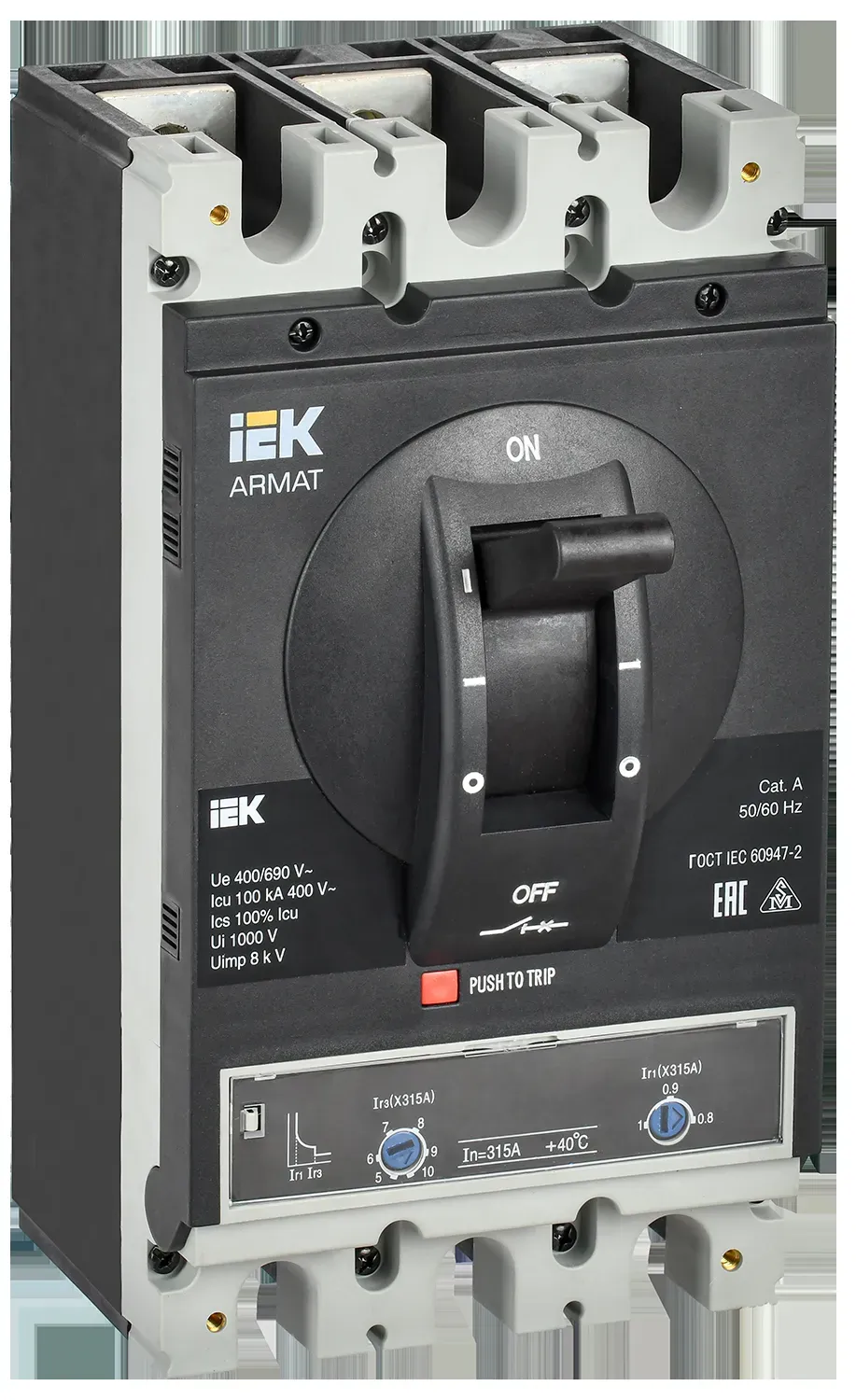 Armat автоматический выключатель в литом корпусе 3p типоразмер h 100ка 315а расцепитель термомагнитный регулируемый IEK AR-MCCB-3H-100-0315A-ATUC