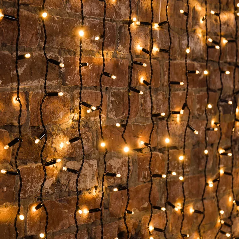 Гирлянда светодиодная Дождь 2х6 м, постоянное свечение, черный провод, 230 В, диоды тёплый белый Neon-Night 235-376