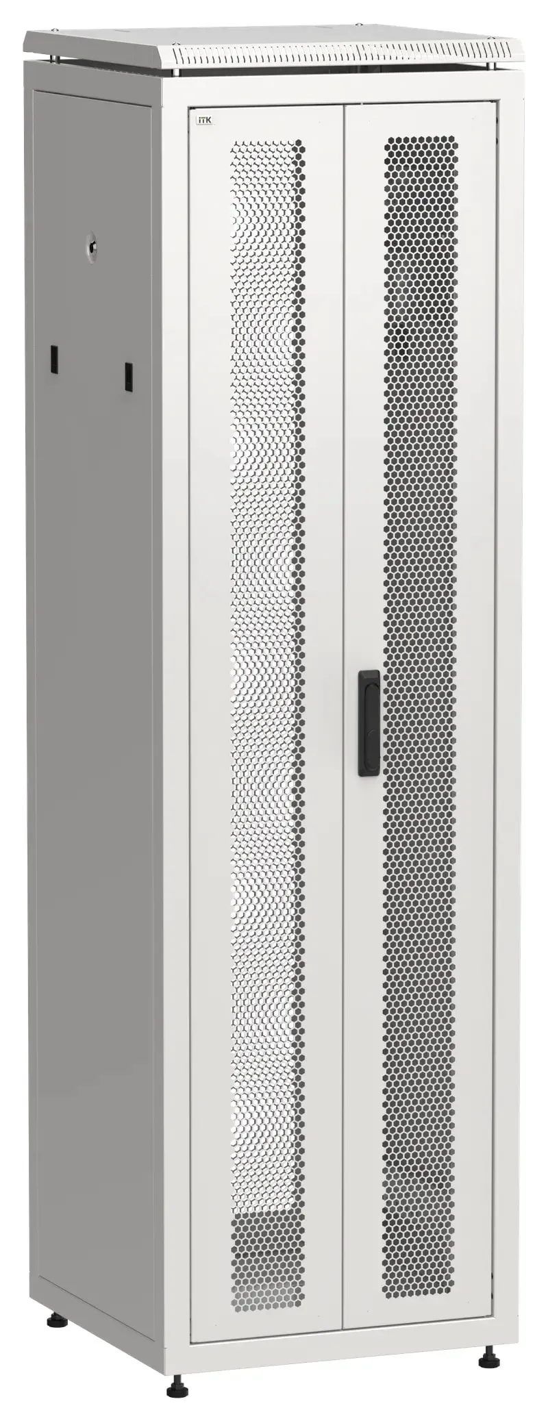 Шкаф напольный сетевой 19' linea n 42u 600х600мм передняя распашная перфорированная дверь задняя перфорированная серый ITK LN35-42U66-2PP