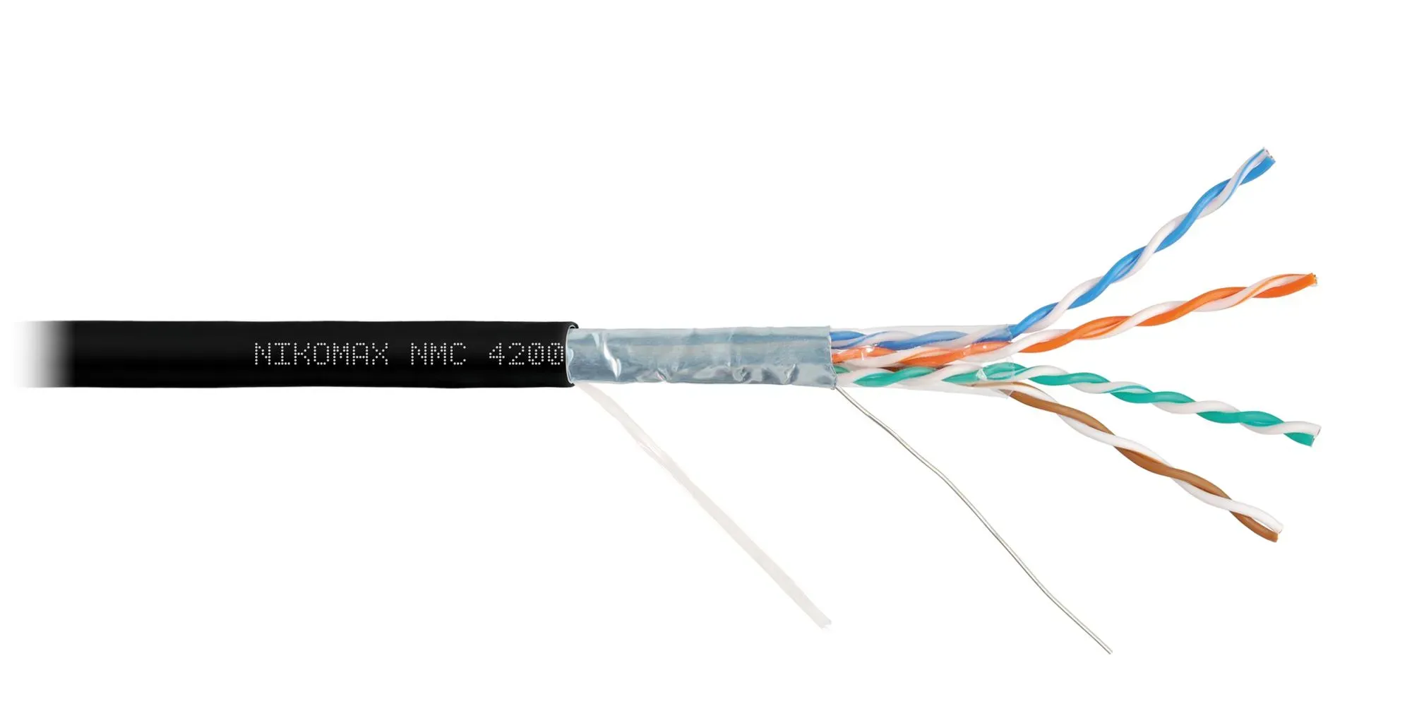 Витая пара F/UTP 4 пары Кат 5e solid BC AWG24 (0.51мм) IN LSZH нг(А)-HF черный 305м