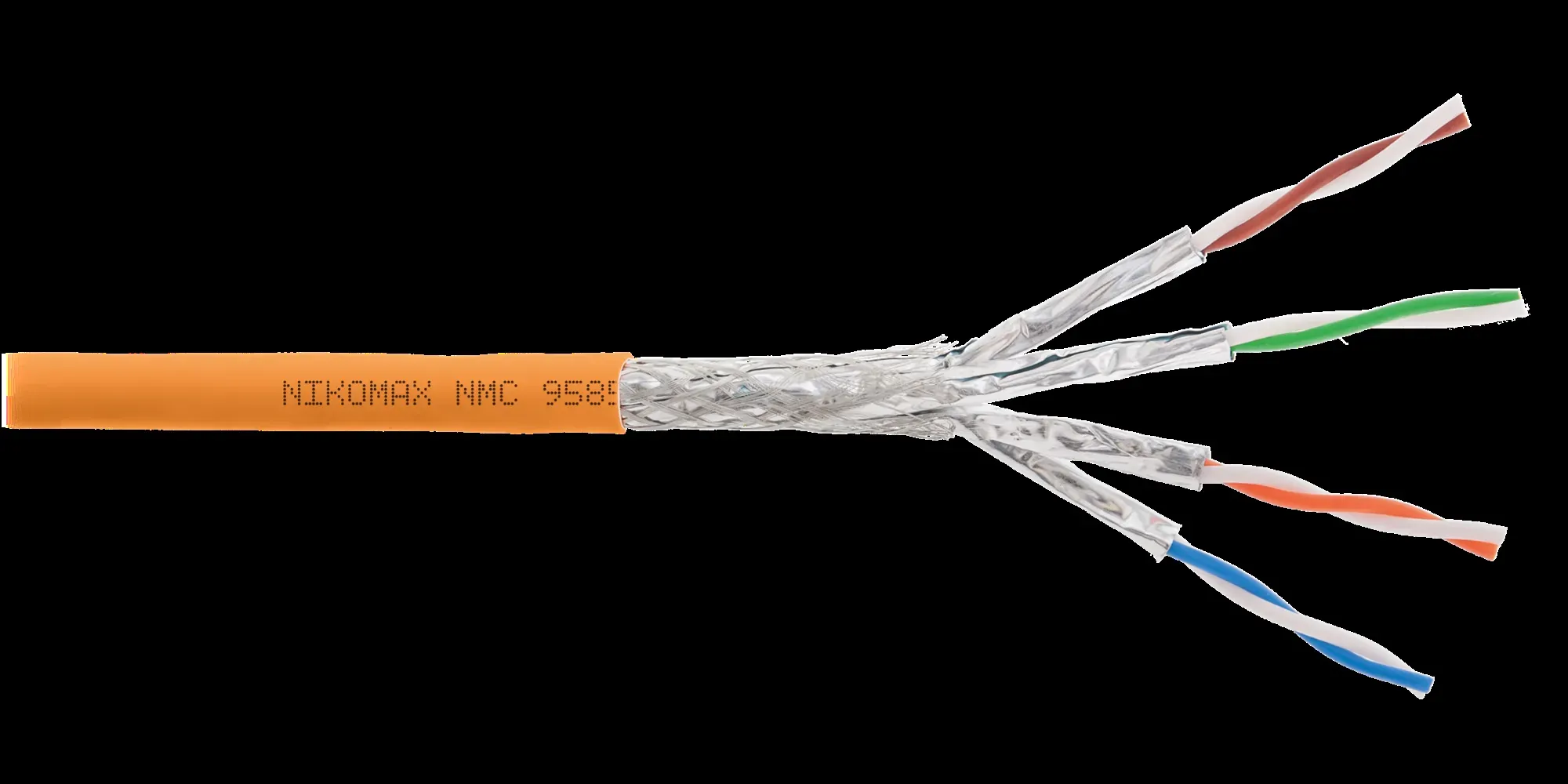 Витая пара S/FTP 4 пары Кат 8 solid BC AWG22 (0.62мм) IN LSZH нг(А)-HF оранжевый 500м