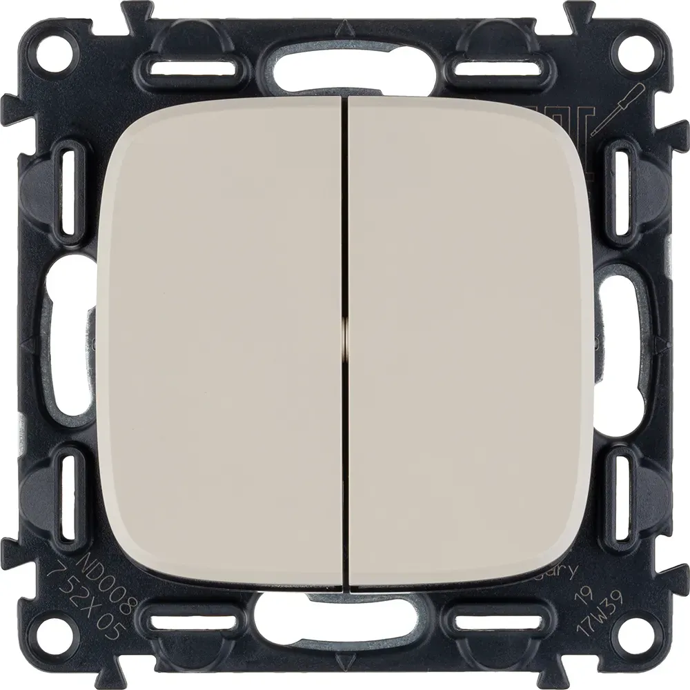Valena ALLURE Выключатель двухклавишный 10А 250В с лицевой панелью Безвинтовые зажимы Слоновая кость LEGRAND 752805