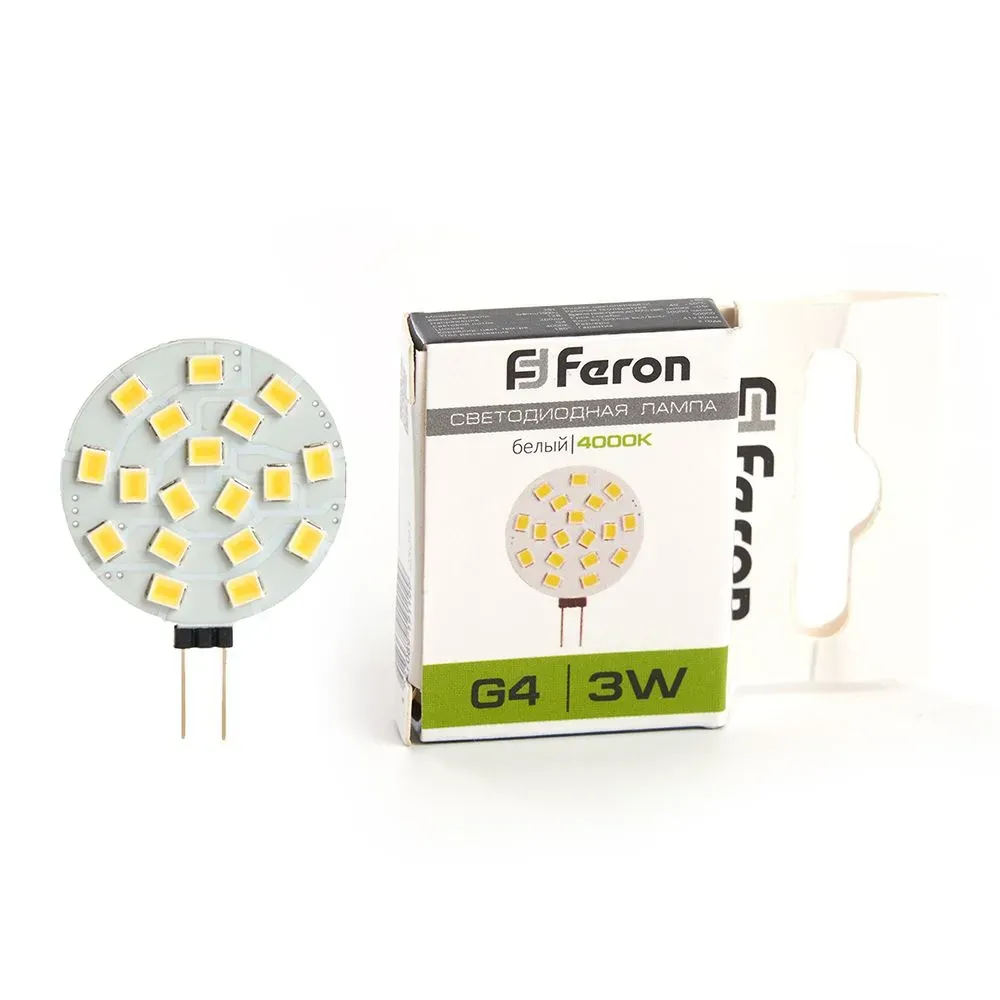 Лампа светодиодная LED 3вт 12в G4 белый FERON 25093