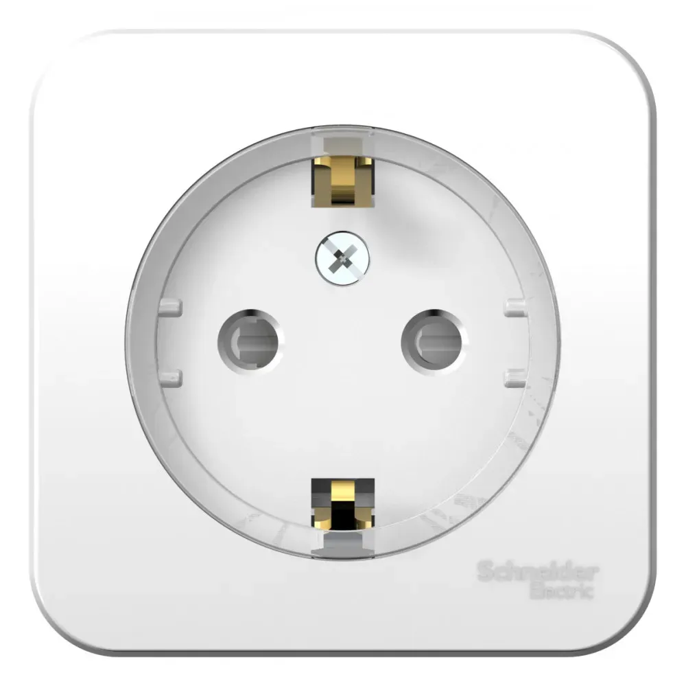 BLANCA Розетка наружная с заземлением со шторками, (тонкая) изолированный пл 16А, 250В, белый SE (Потенциал) BLNRA111111