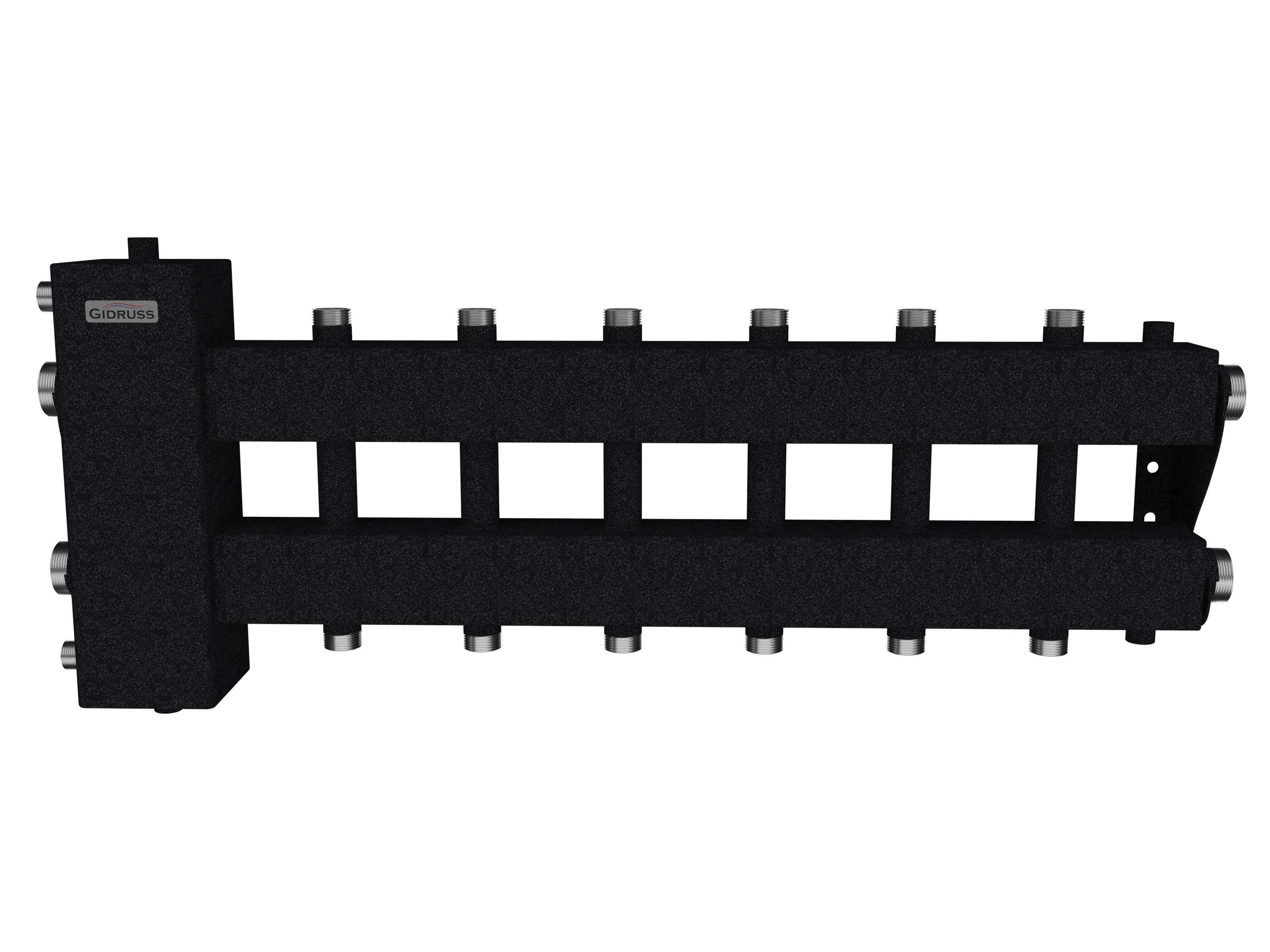 Коллектор с гидрострелкой BM-150-7DU на 6 контуров G 1', 1 боковой контур G 1 1/2'до 150 кВт ст. 09Г2С Gidruss BM 15050 21