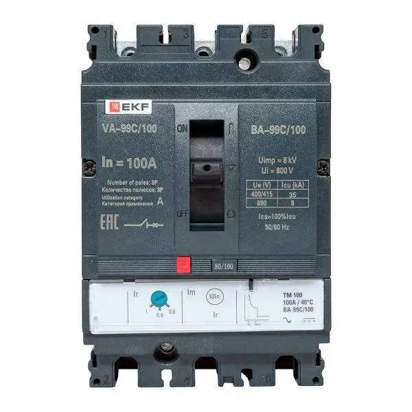Выключатель автоматический 99с 100/100а 3 фазы 35ка EKF MCCB99C-100-100