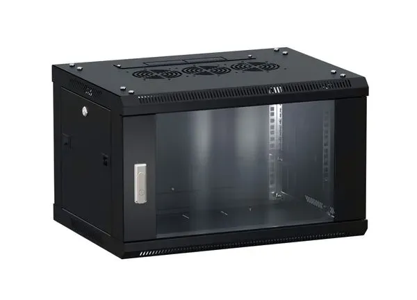 шкаф настенный 19 teracom pro 9u 600х450 мм дверь стеклянная с замком-ручкой чёрный EKF TRP-WLL-0964-40B