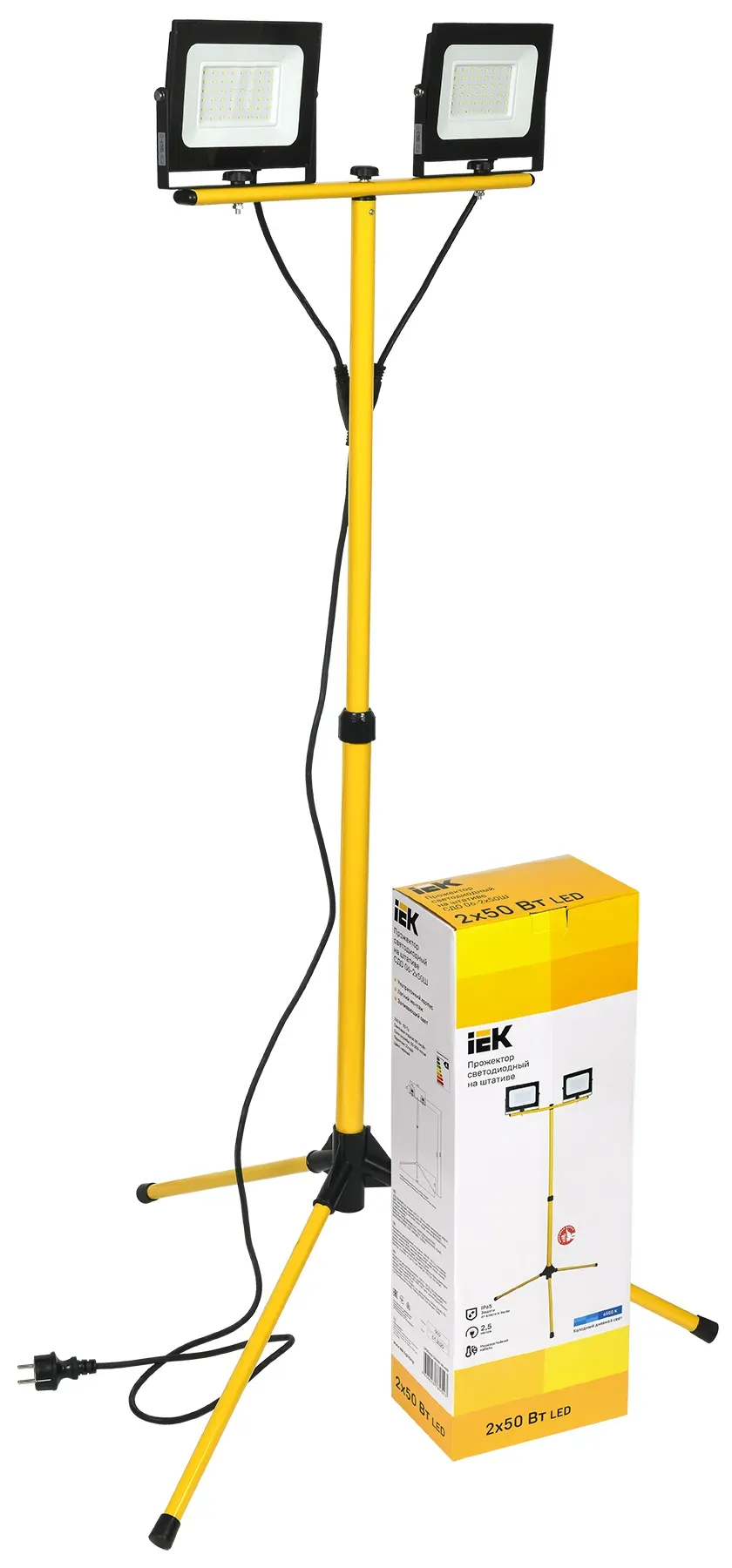 Прожектор светодиодный сдо 06-2x50ш штатив 6500к ip65 черный iek IEK LPDO606-2X050-65-K02