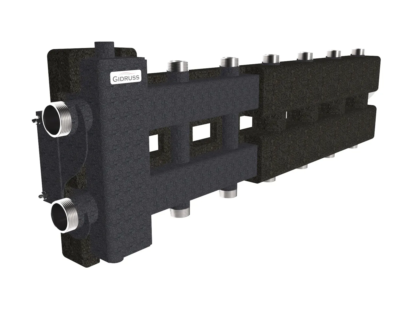 Коллектор с гидрострелкой BM-80-7DU.EPP на 6 контуров G1', 1 боковой контур G 1 1/4' с термоизоляцией до 80 кВт, ст. 09Г2С Gidruss BM 8007T 22