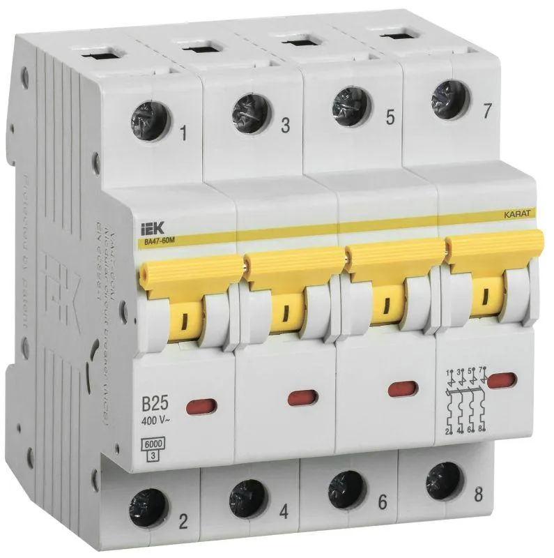 Выключатель автоматический ва47-60m 4р 25а 6ка b IEK MVA31-4-025-B