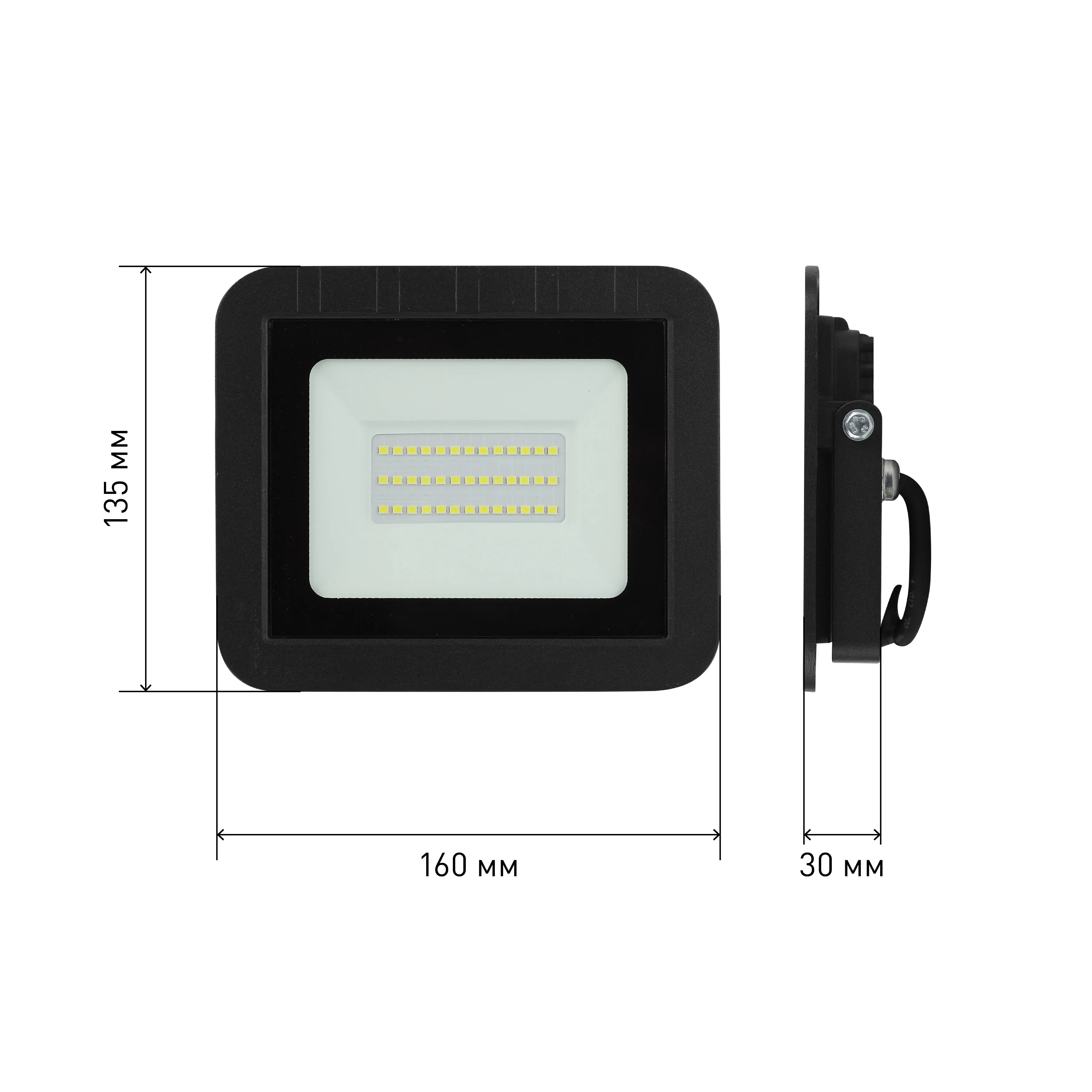 Прожектор светодиодный до-30w lpr-061-0-65k-030 30вт 2800лм 6500к pro 160x135x30 ЭРА Б0043590