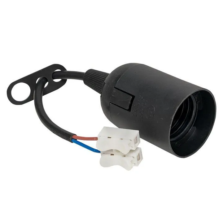 Патрон Е27 подвесной с клеммной колодкой пласт чер. индивидуальный пакет EKF LHP-E27-b-p