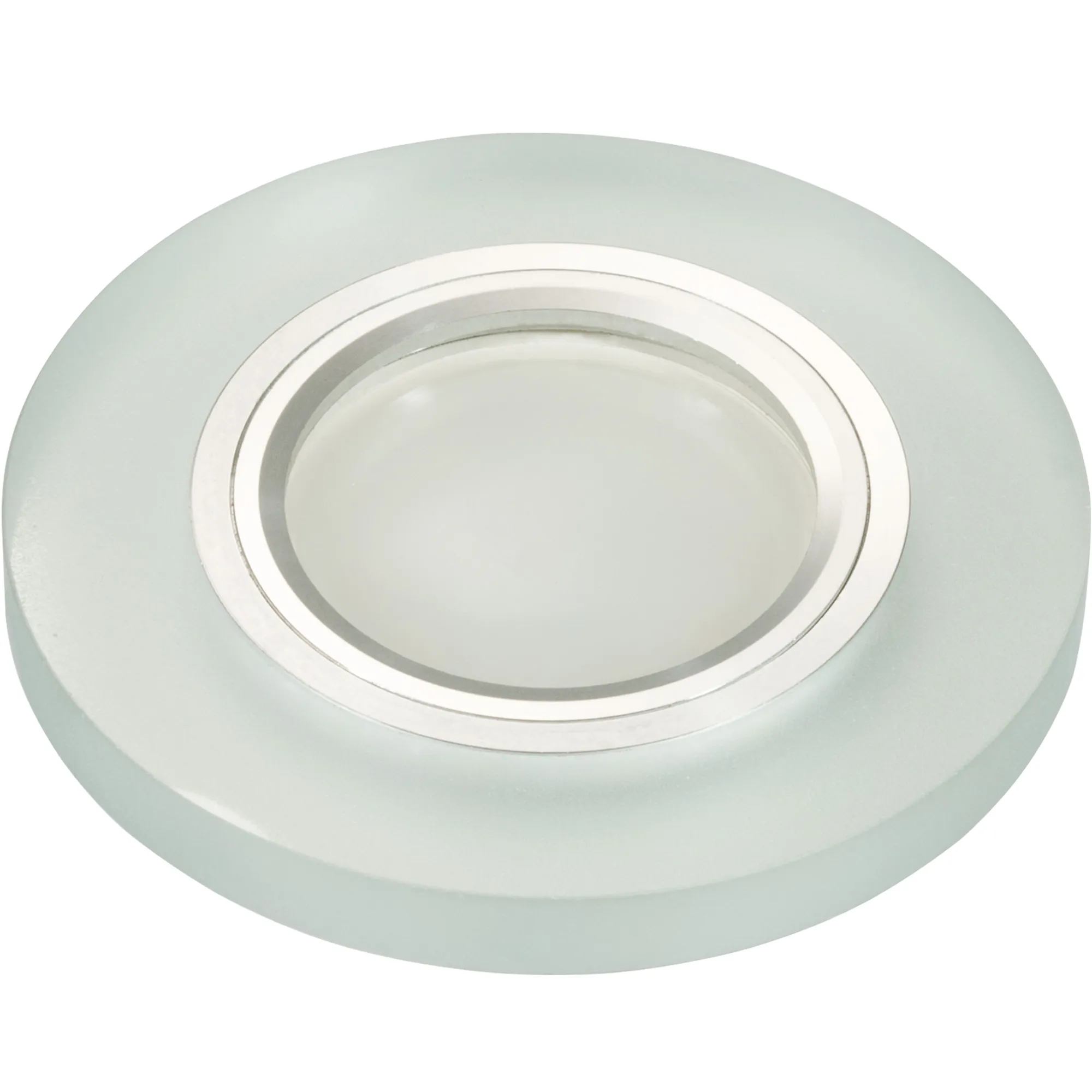 DLS-L112 GU5.3 CHROME/MATT CLEAR Светильник декоративный встраиваемый, серия Luciole. Без лампы, цоколь GU5.3. Доп. светодиодная подсветка 3Вт. Металл/стекло. Хром/матовый+прозрачный. ТМ Fametto Uniel UL-00000365