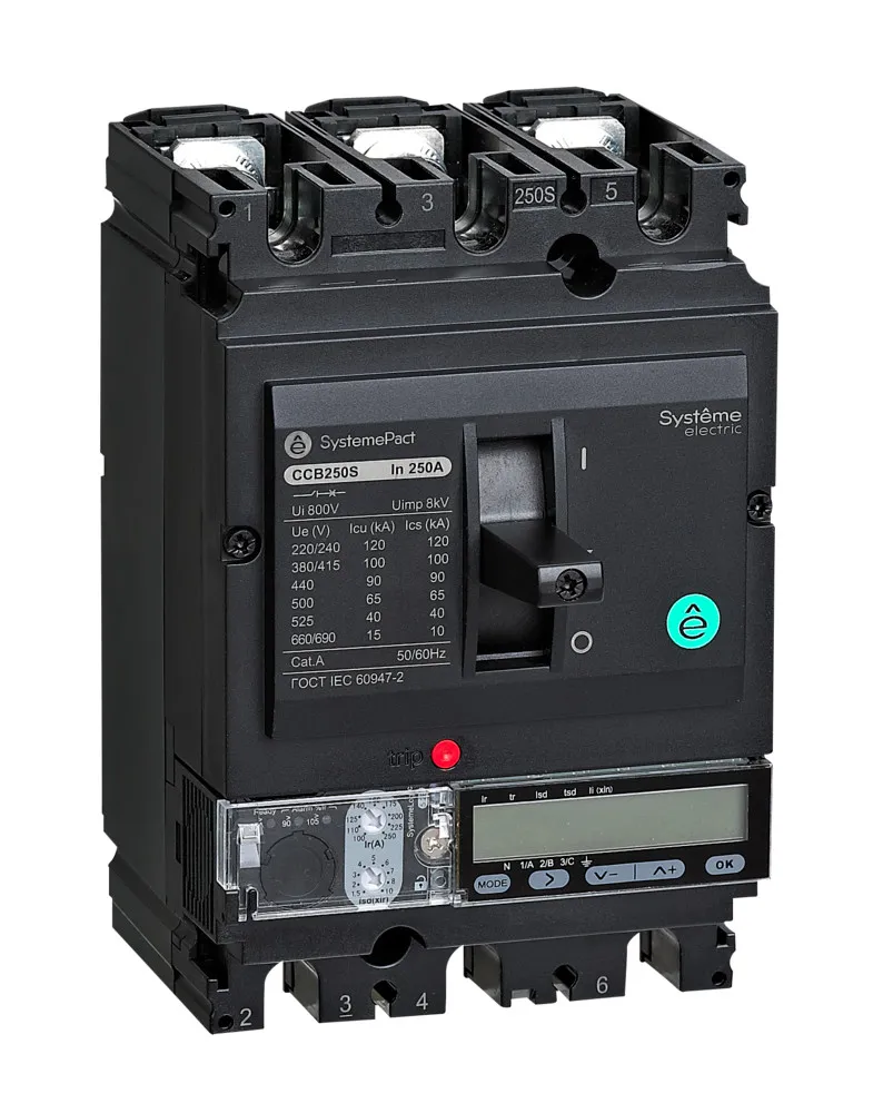 Выключатель автоматический в литом корпусе SYSTEMEPACT CCB250 150KA 3P3D S5.2E 250A рычаг SE (Systeme) SPC250L25052E3DF