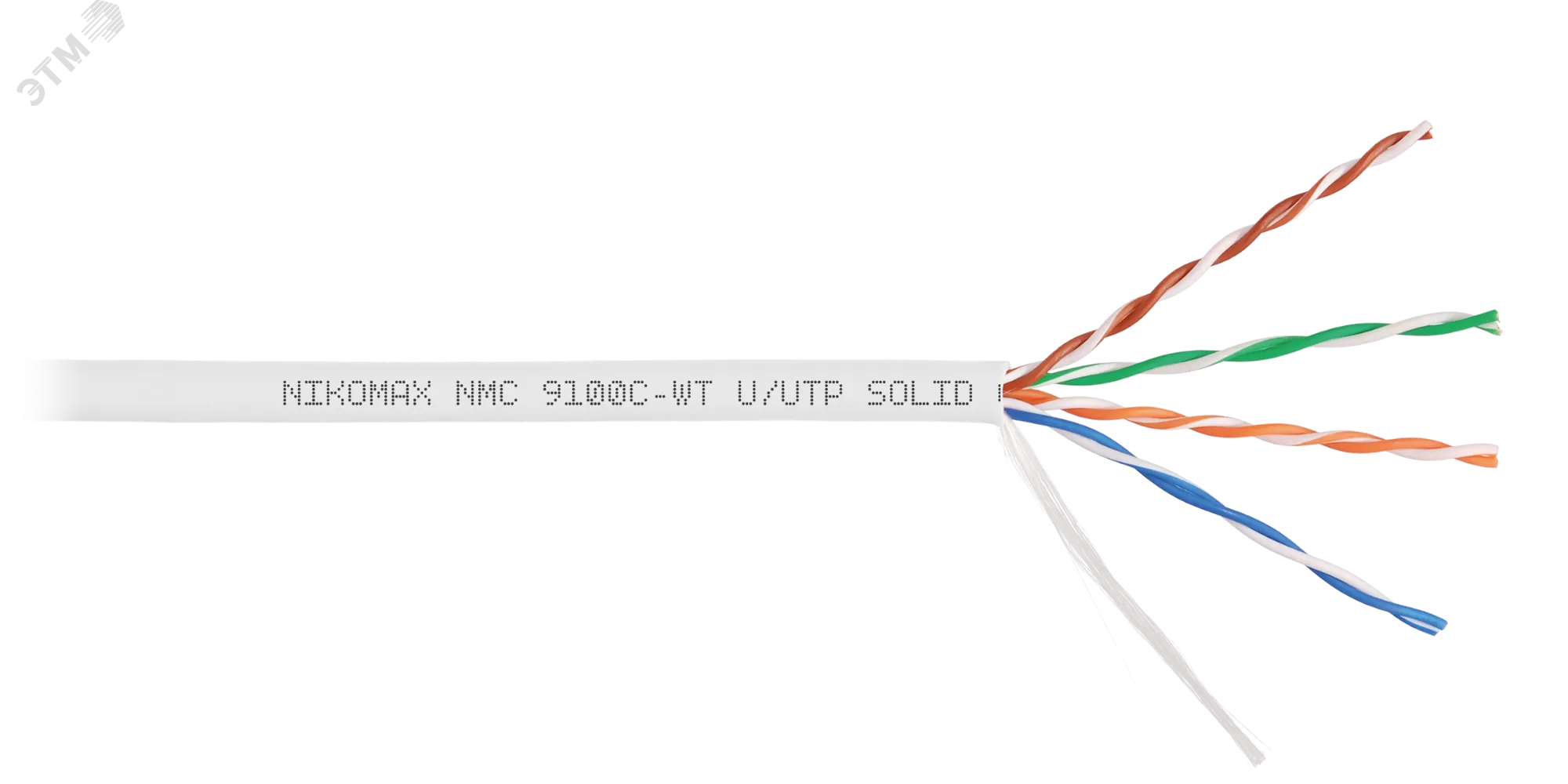 Витая пара U/UTP 4 пары Кат 5e solid BC AWG24 (0.52мм) IN LSZH нг(А)-HF белый 305м