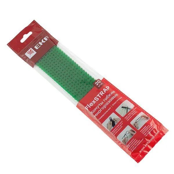 Хомут гибкий (20 шт.) зеленый flexstrap EKF PLC-FS-GR
