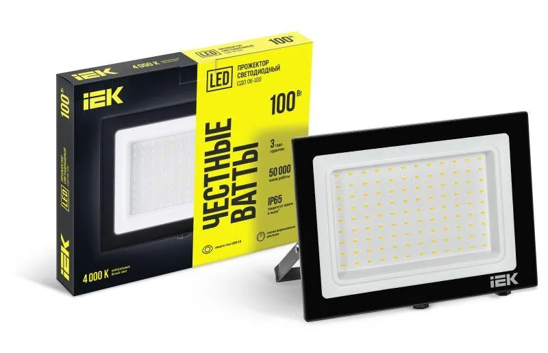 Прожектор светодиодный сдо 06-100 ip65 4000к черный iek IEK LPDO601-100-40-K02