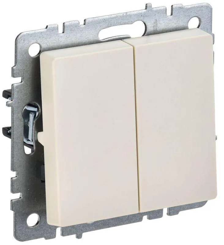 BRITE Выключатель двухклавишный 10А ВС10-2-0-БрКр бежевый IEK BR-V20-0-10-K10