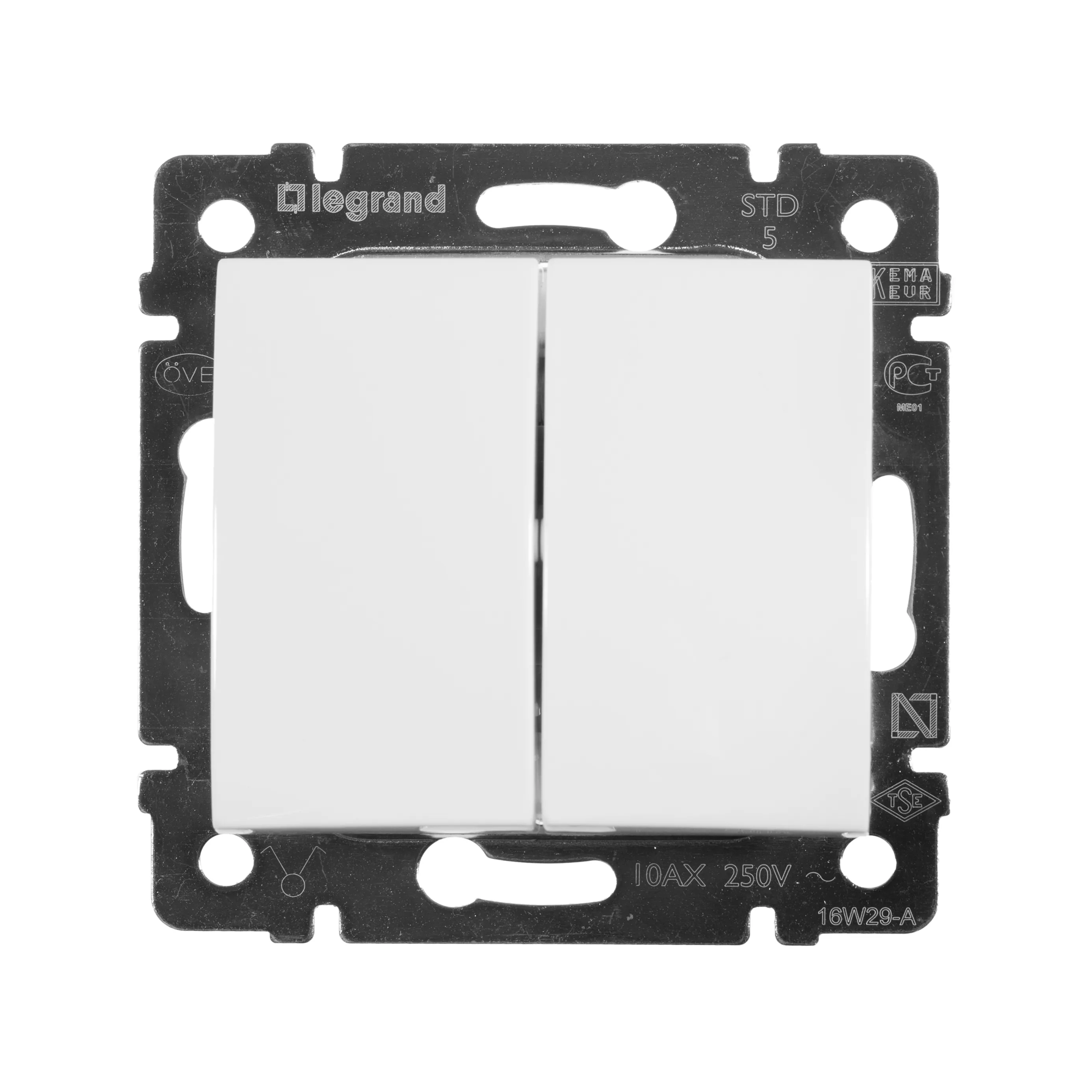 VALENA Выключатель двухклавишный в рамку белый LEGRAND 774405