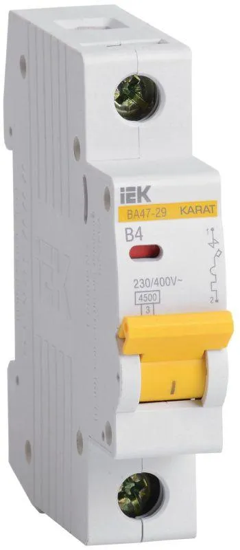 Выключатель автоматический однополюсный 4а b ва47-29 4.5ка IEK MVA20-1-004-B