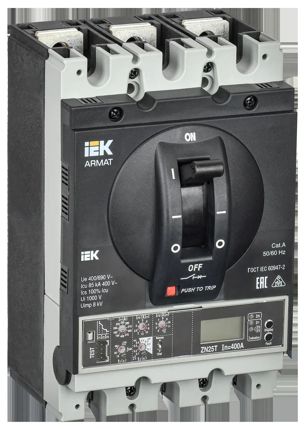 Armat автоматический выключатель в литом корпусе 3p типоразмер h 85ка 250а расцепитель электронный продвинутый IEK AR-MCCB-3H-085-0250A-ELPC