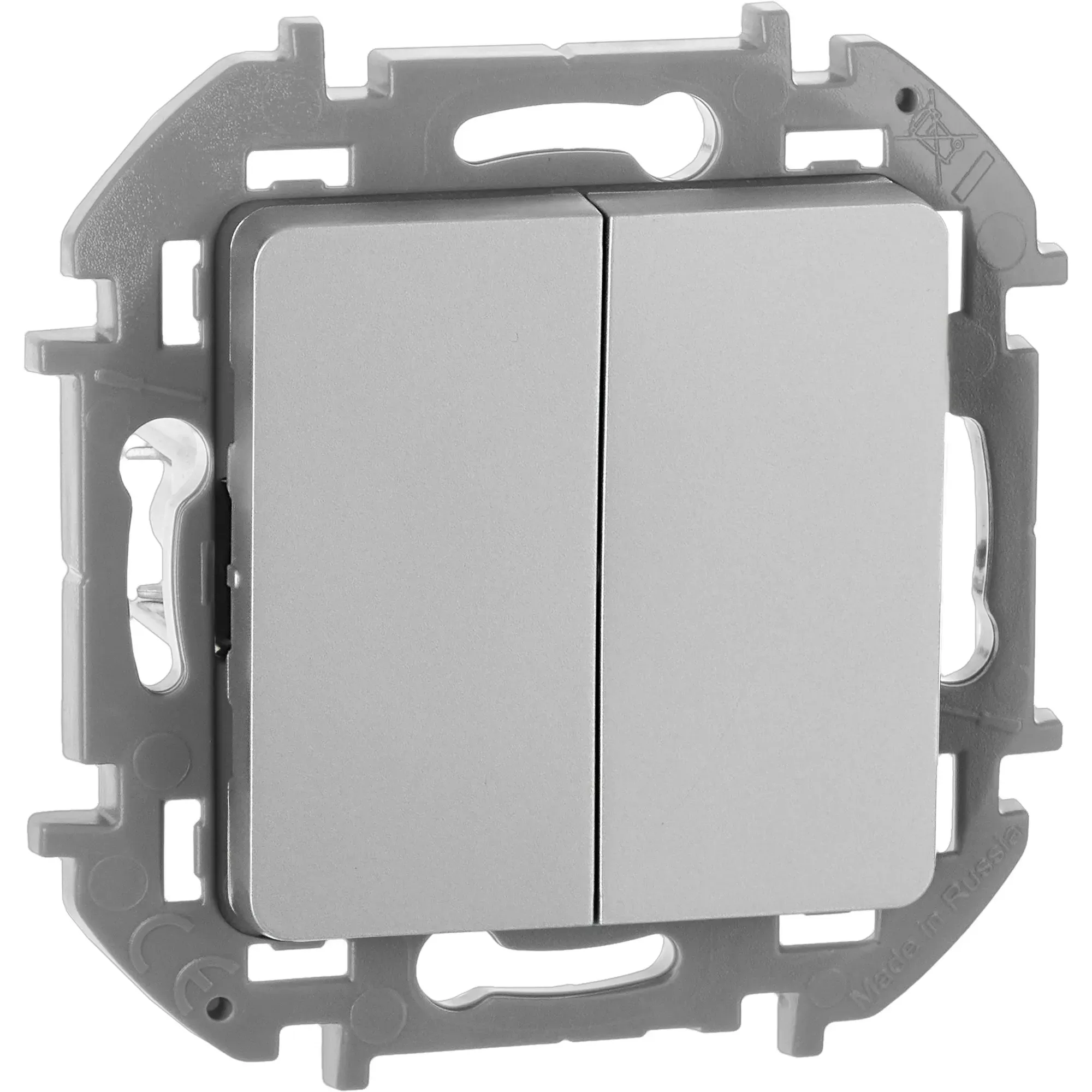 Выключатель двухклавишный INSPIRIA 10 AX 250 В~ алюминий LEGRAND 673622