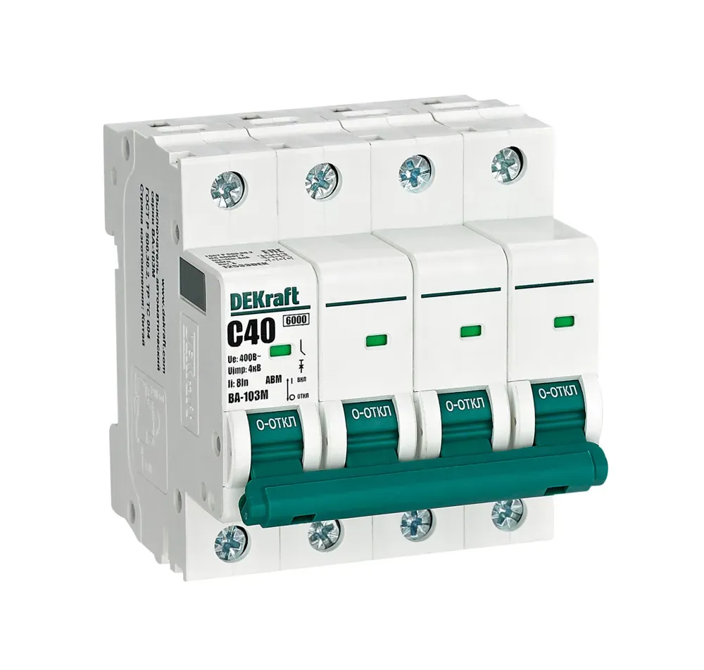 Выключатель автоматический без теплозащиты 4P 40А х-ка C 6кА ВА-103M SE (Dekraft) 12533DEK