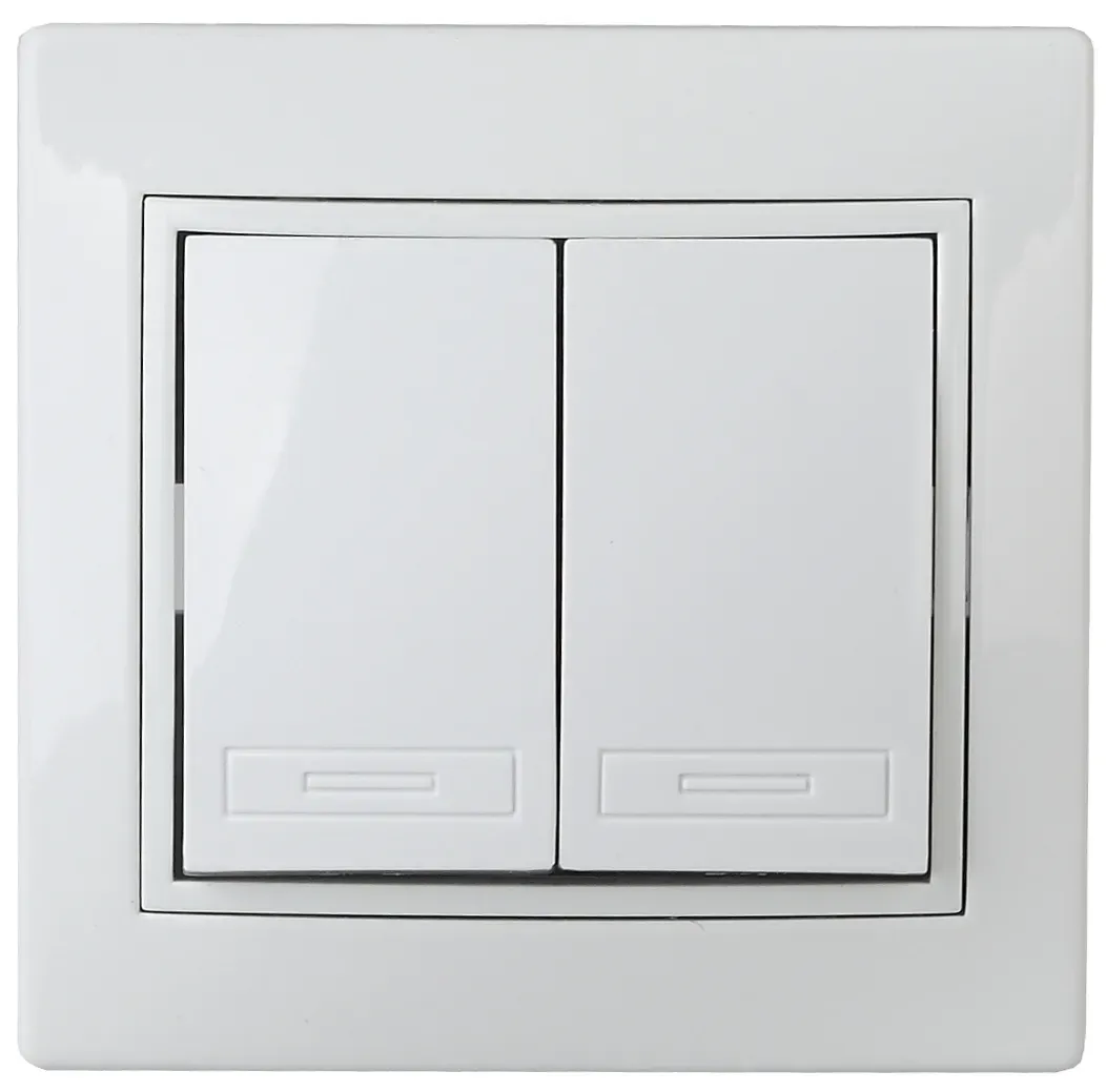Выключатель Intro Plano 1Э-104-01 двойной, 10А-250В, IP20, СУ, без лапок, белый ЭРА Б0053951