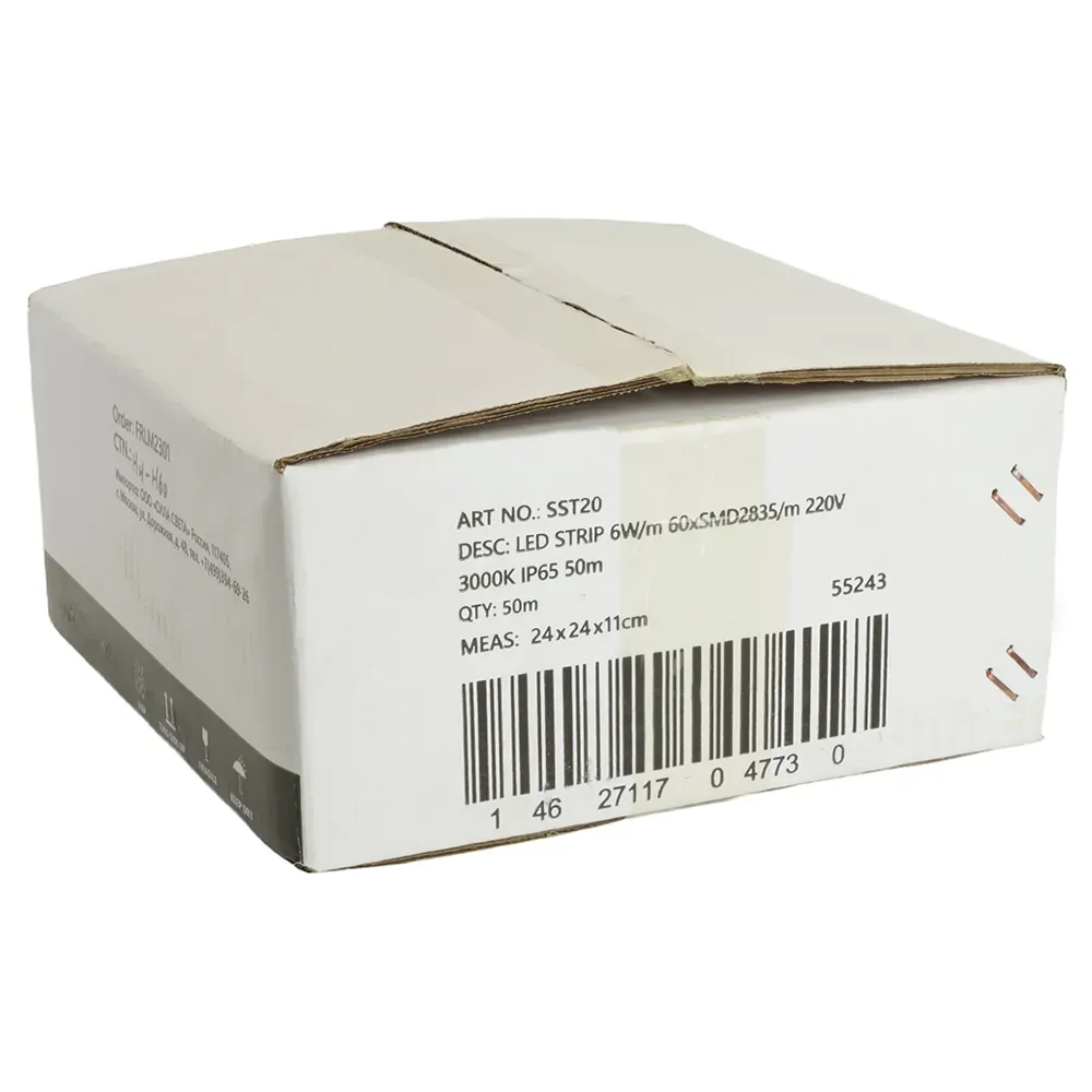 Лента светодиодная LEDх60/м 1м 6w/m 220в IP65 3000К