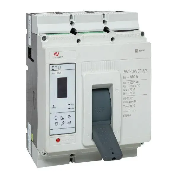 Автоматический выключатель av power-5/3 800а 70ka etu6.0 averes EKF MCCB-53-800M-6.0-AV
