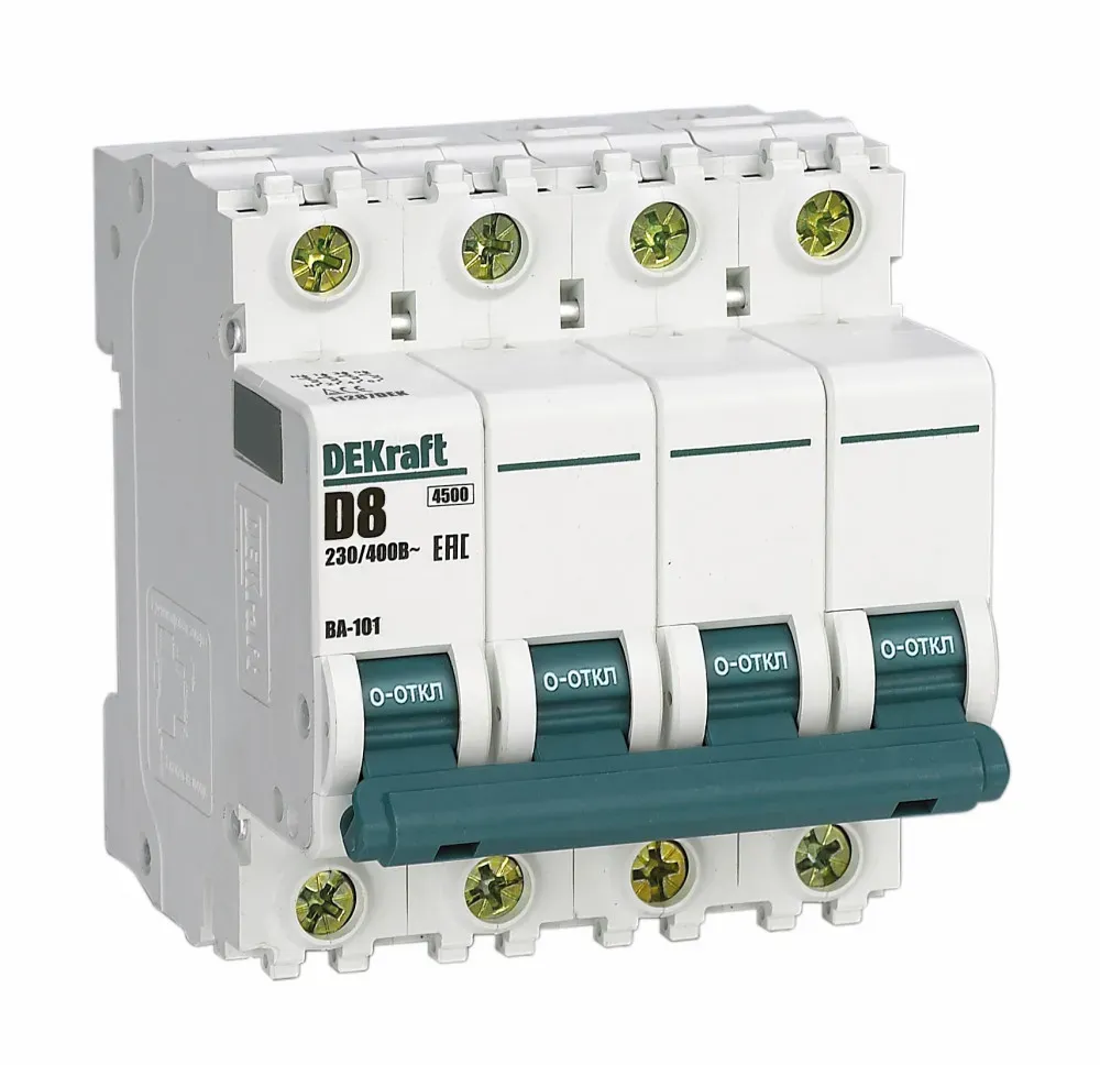 Автоматический выключатель 4Р 8А характеристика D ВА-101 4.5кА SE (Dekraft) 11287DEK