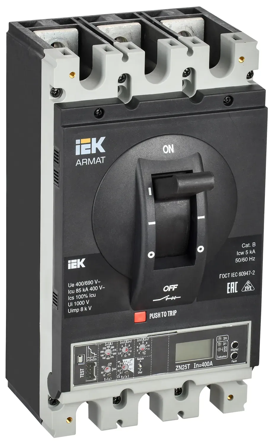 Armat автоматический выключатель в литом корпусе 3p типоразмер i 85ка 630а расцепитель электронный продвинутый IEK AR-MCCB-3I-085-0630A-ELPC