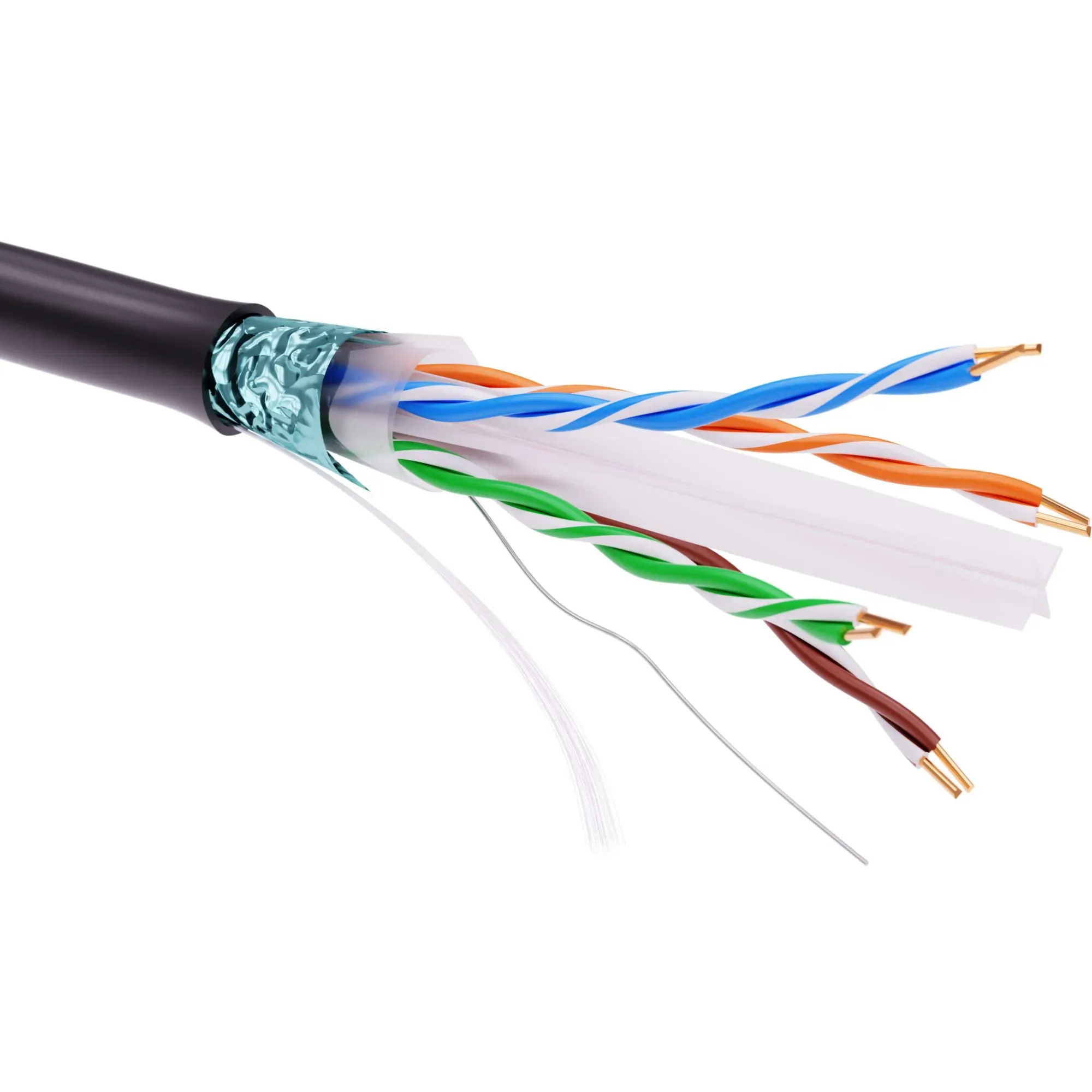 Витая пара категории 6 экранированный F/UTP, 4 пары, светостабилизированный ПЭ, цвет внешней оболочки черный, катушка 305 м