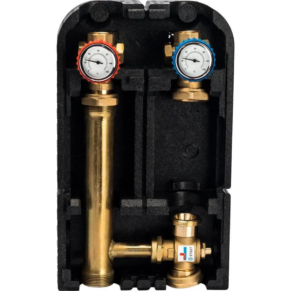 Группа насосная для твердотопливных котлов 1' без насоса STOUT RG008Q0C982V2T