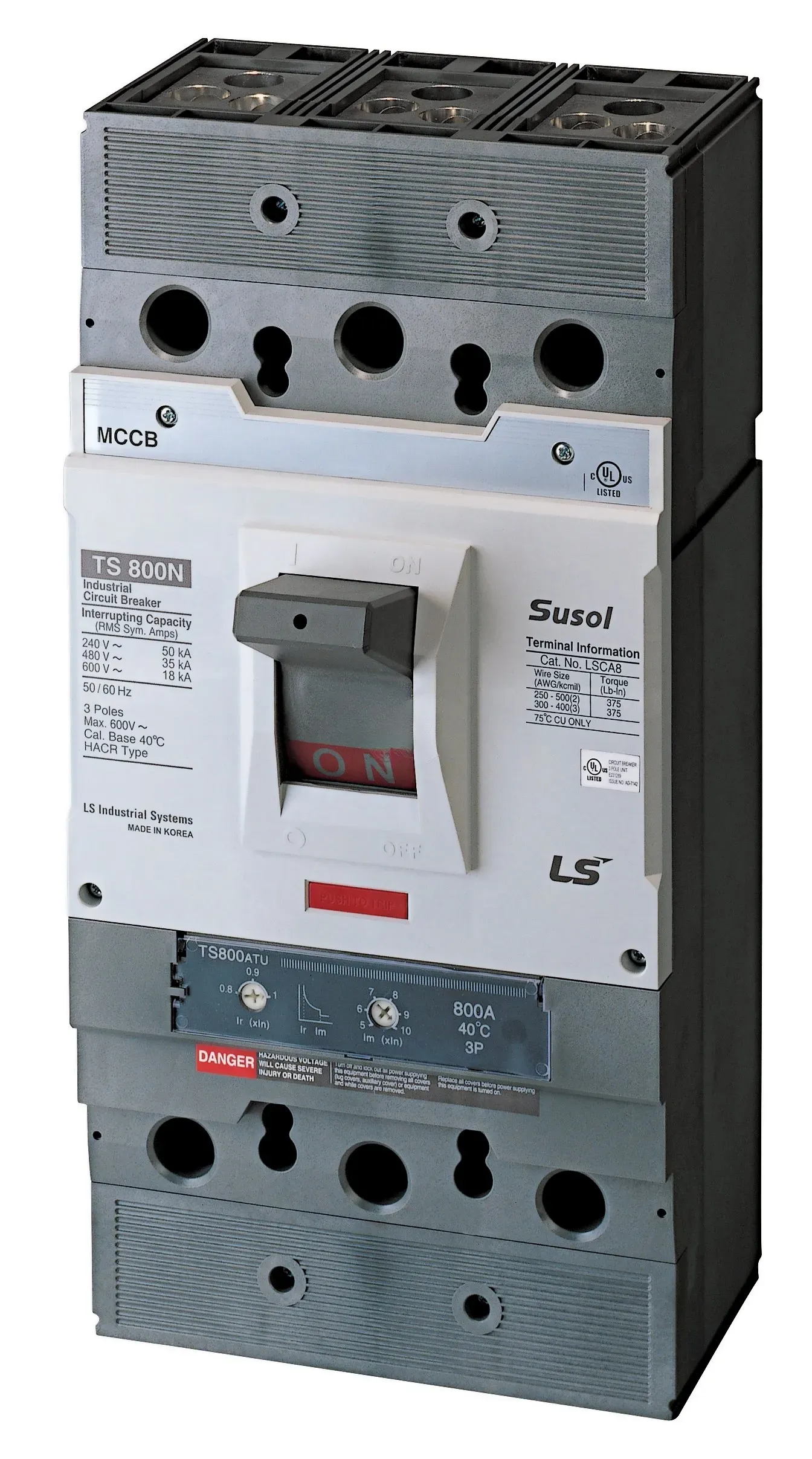 Выключатель автоматический ts630n (65ka) etm33 630a 3p3t e LSIS CO 0108012600